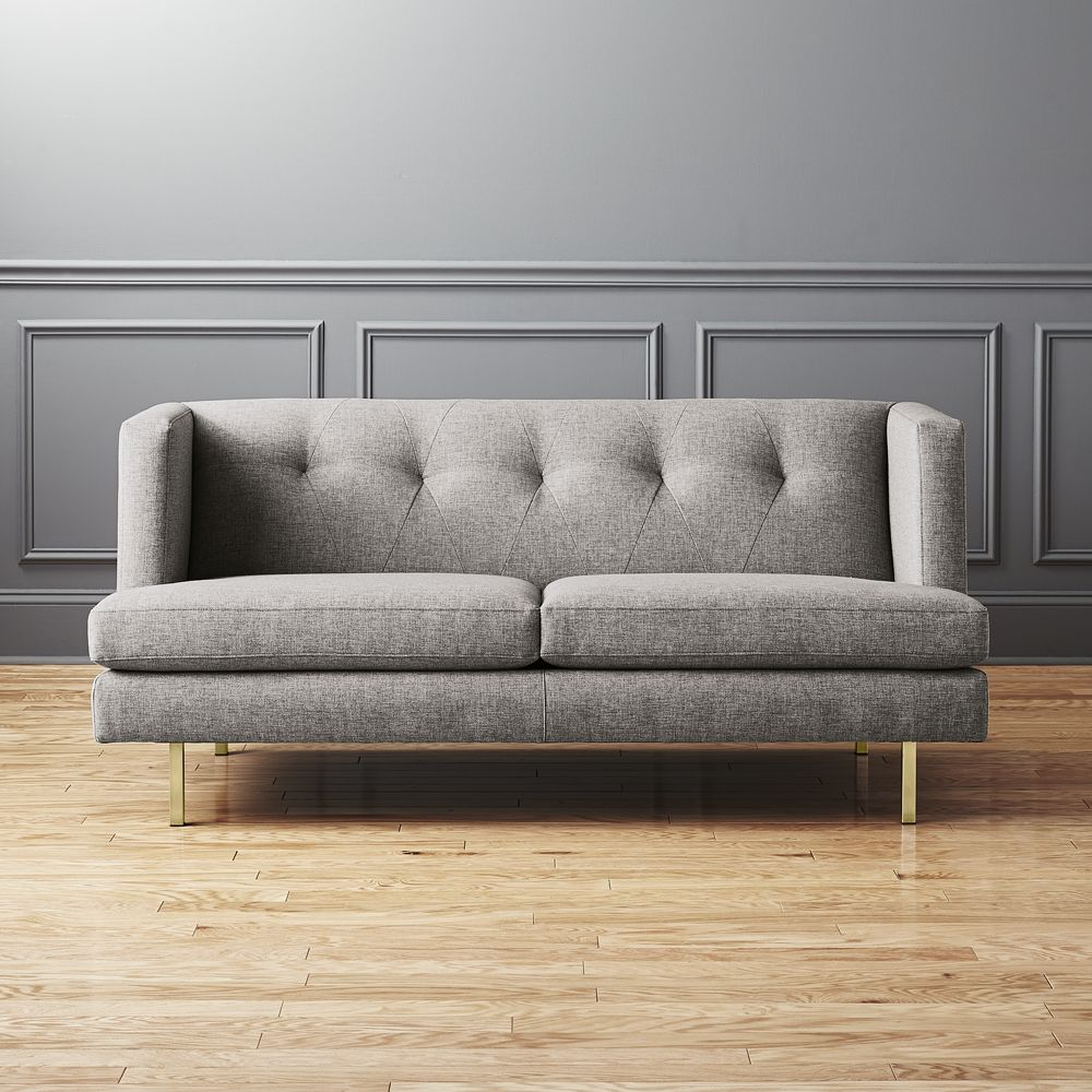 Avec Grey Apartment Sofa with Brass Legs - CB2