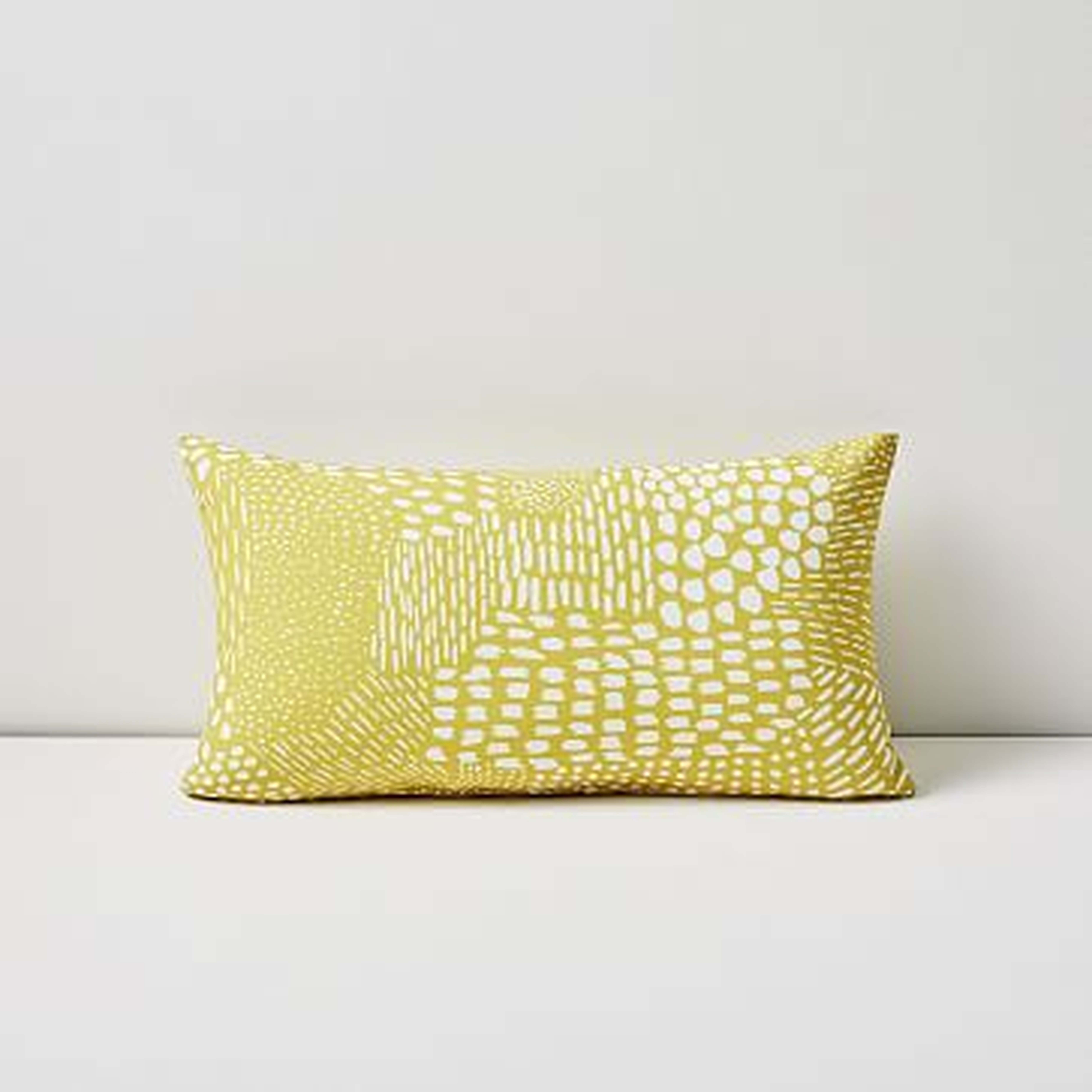 Outdoor Dot Dashes Pillow, 12"x21", Citrus Yellow - West Elm
