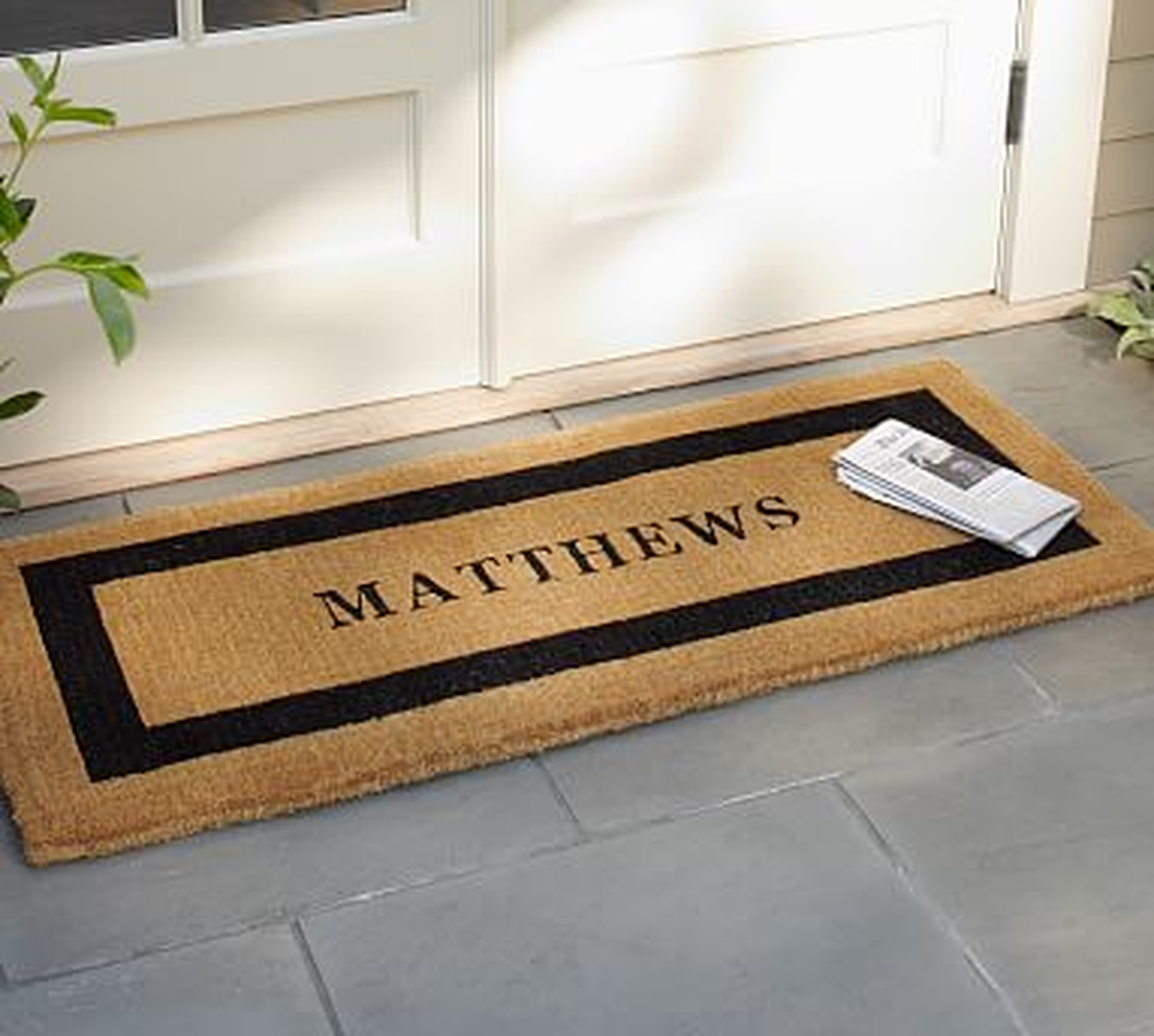 Personalized Framed Doormat, 30 x 48", Black - Pottery Barn