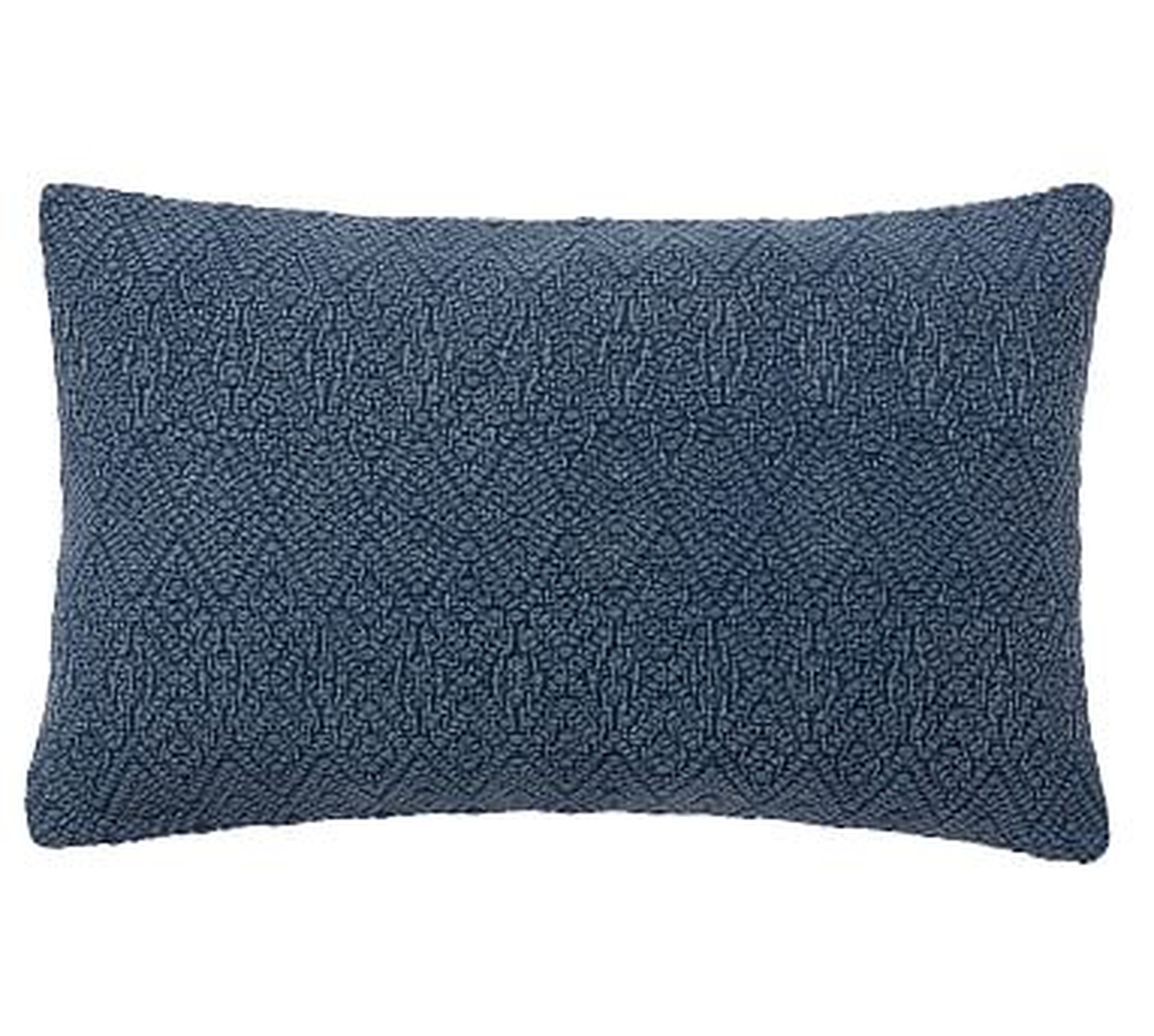 Washed Linen Diamond Lumbar Pillow Cover, 16 x 26", Sailor Blue - Pottery Barn