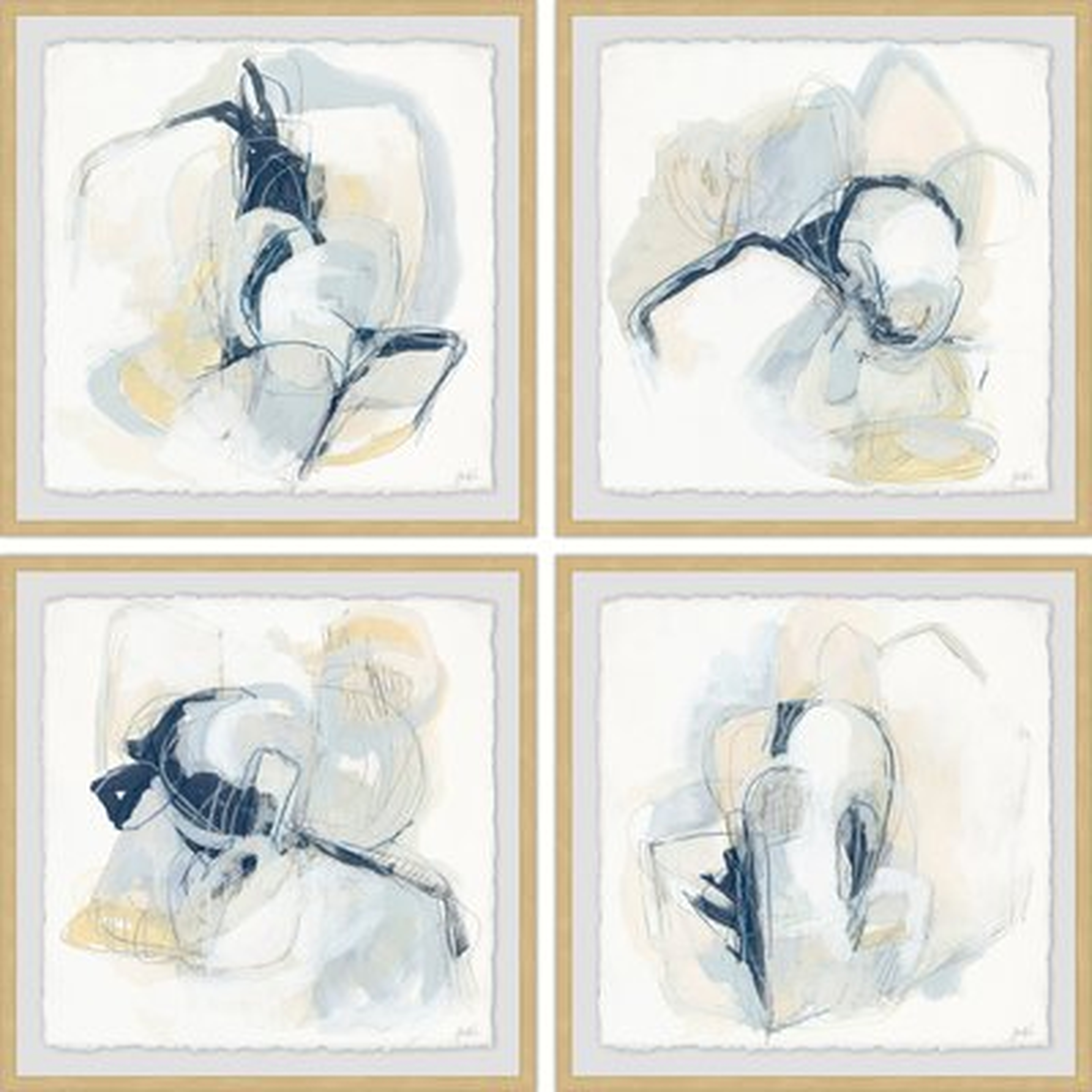 'Pastel Sketches' 4 Piece Framed Acrylic Painting Print Set - Wayfair