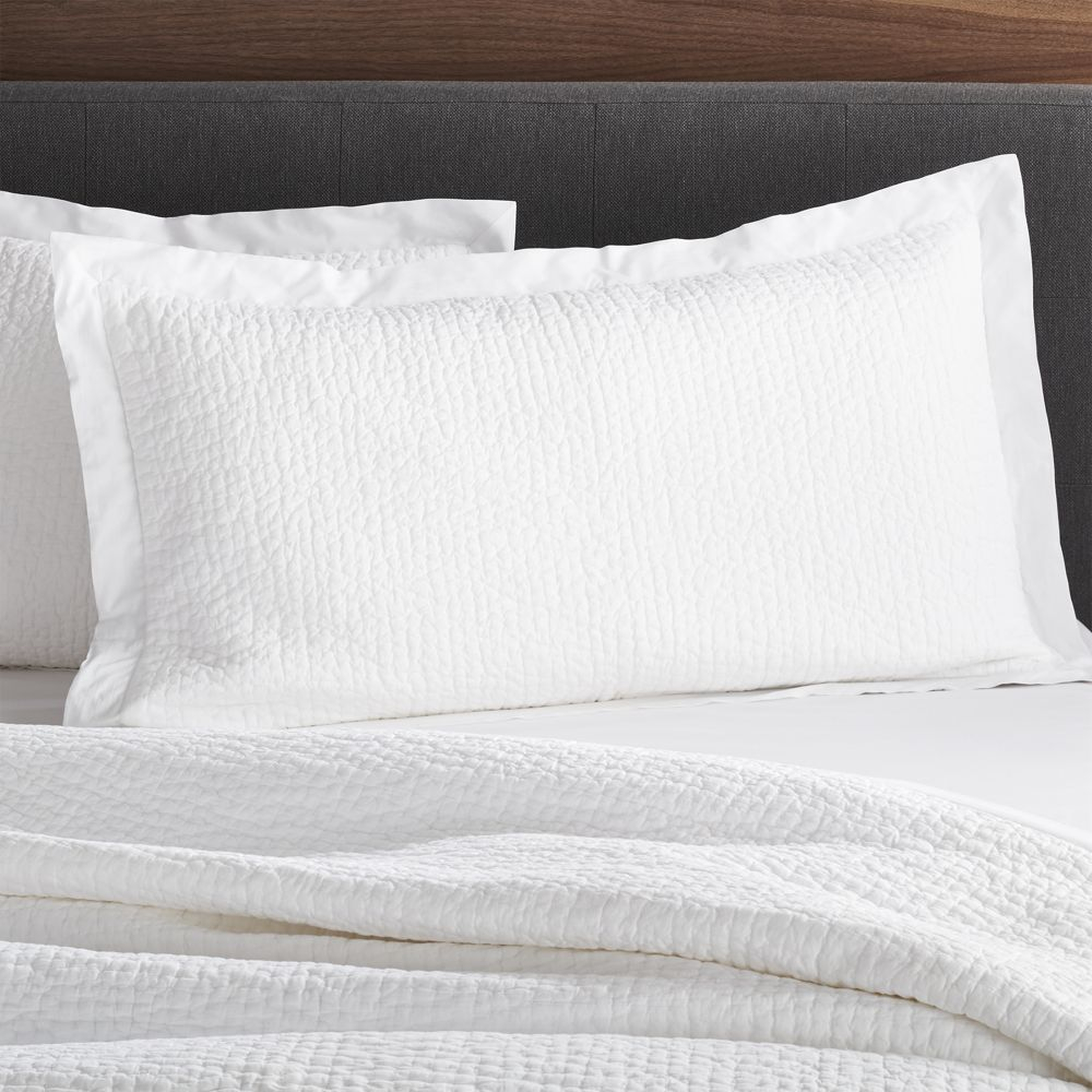 Celeste White Cotton Solid King Sham - Crate and Barrel