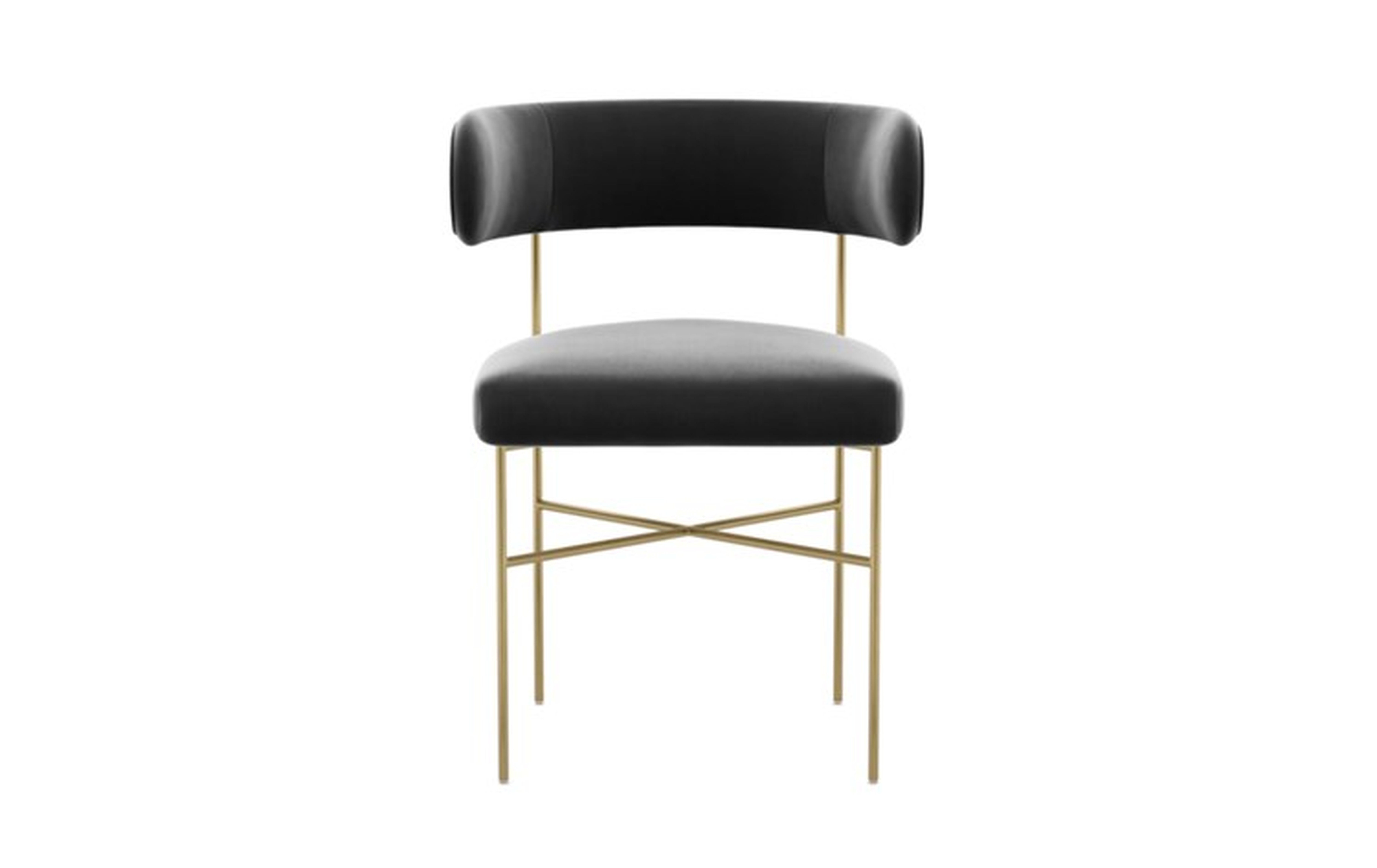 Audrey Dining Chair with Narwhal Fabric and Matte Brass legs - Interior Define