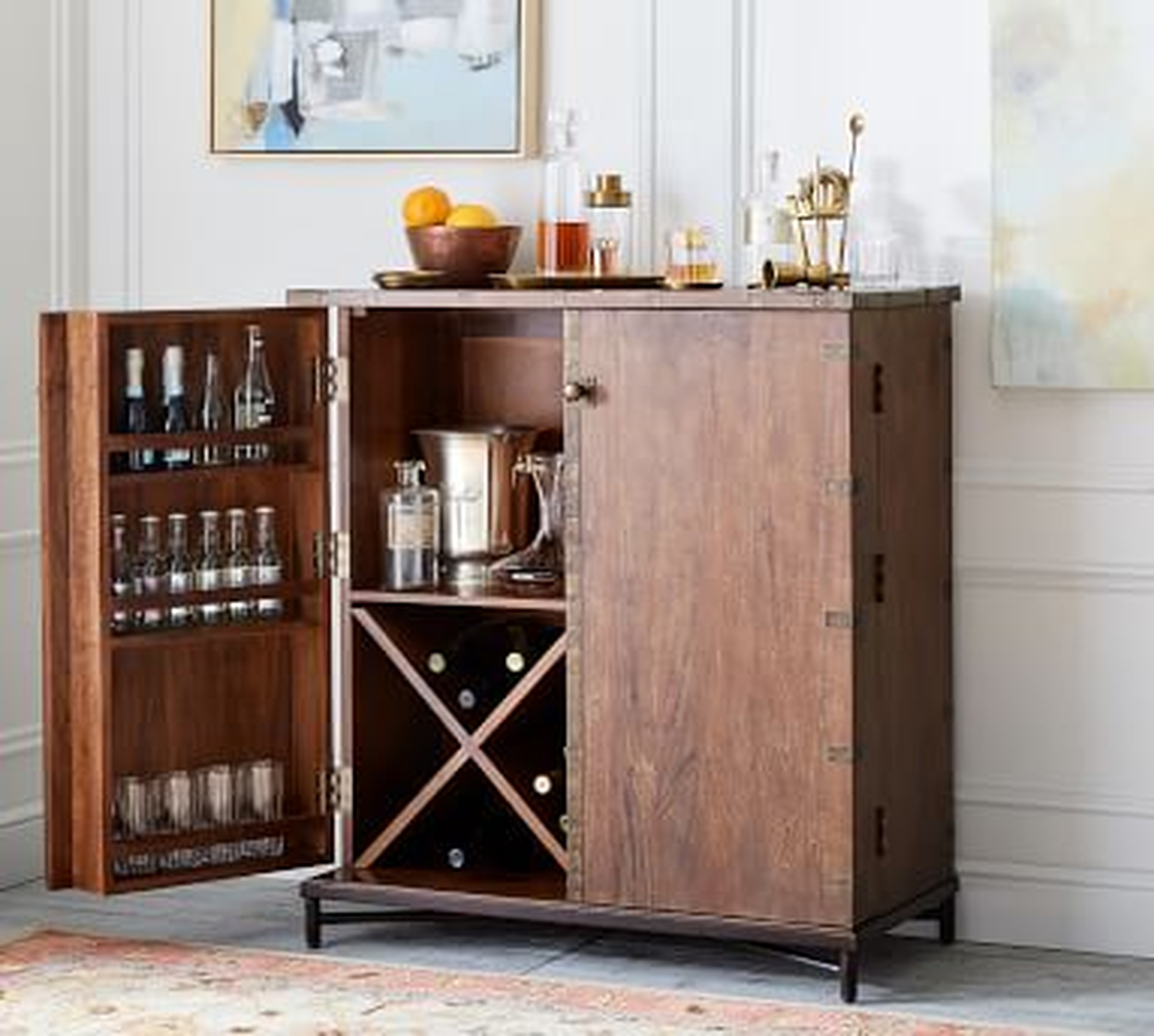Timor Bar Cabinet, Antique Brown - Pottery Barn