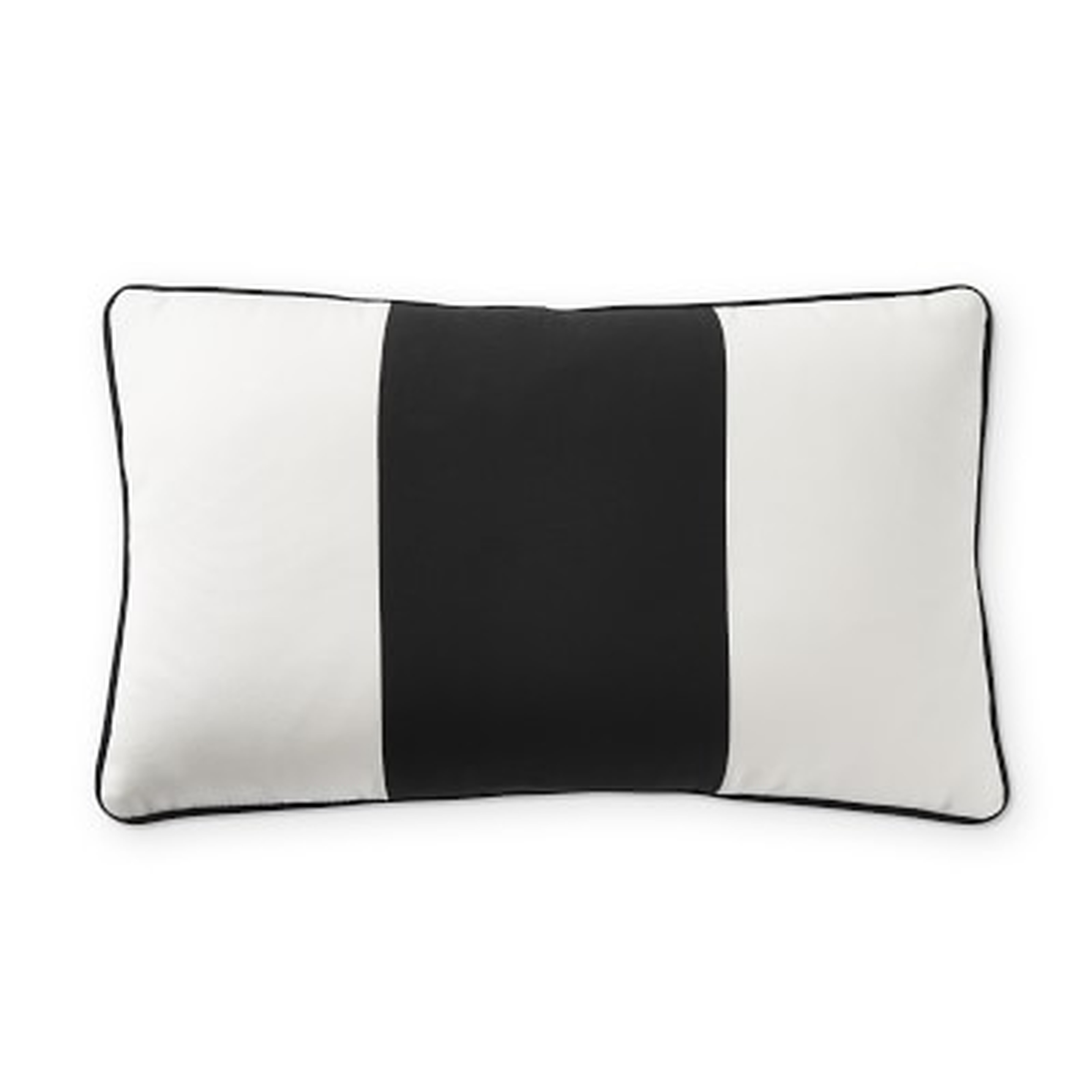 Sunbrella Outdoor Wide Stripe Lumbar Pillow Cover, 14" X 22", Black - Williams Sonoma