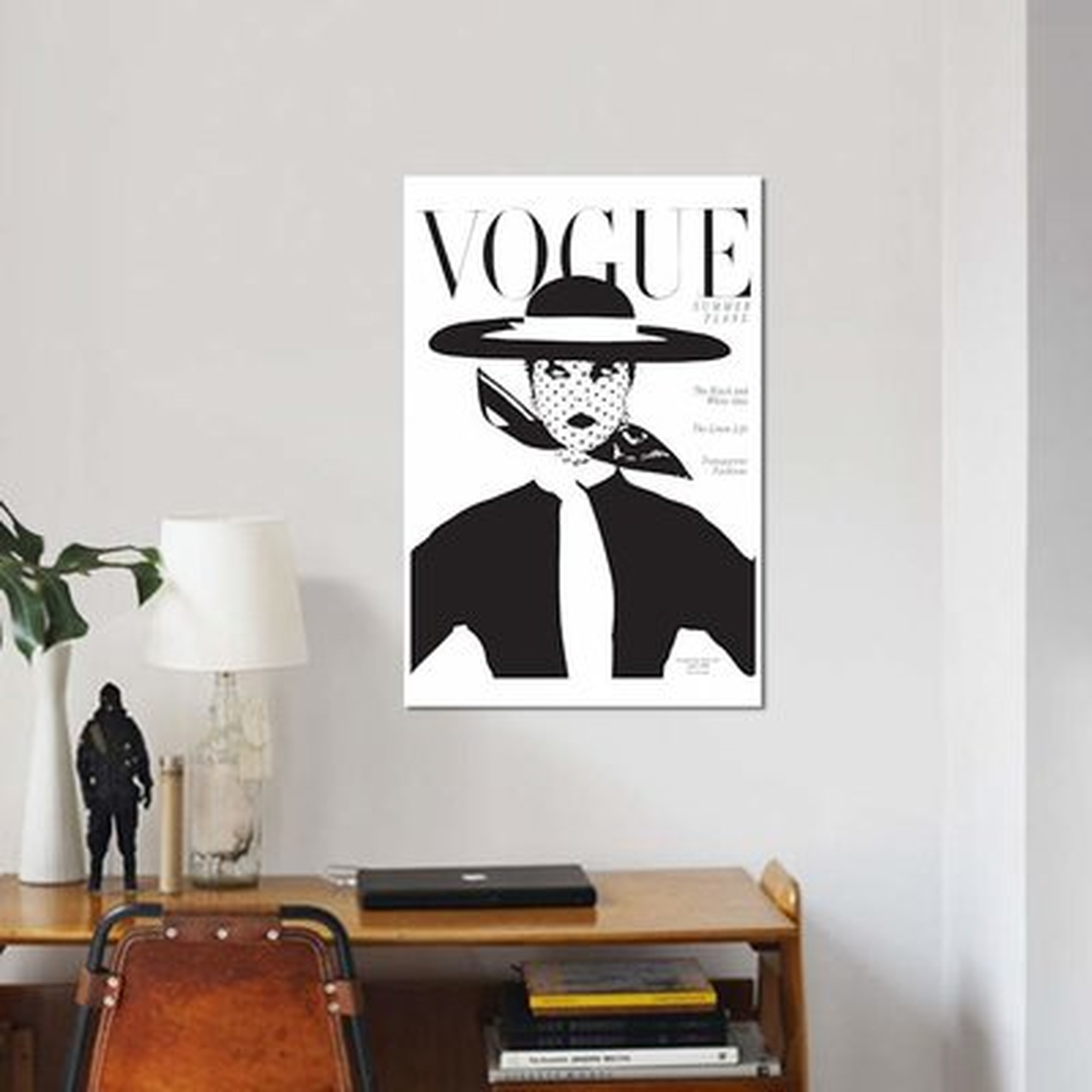 'Vintage Vogue Cover, Black and White Fashion Print' Textual Art on Canvas - Wayfair