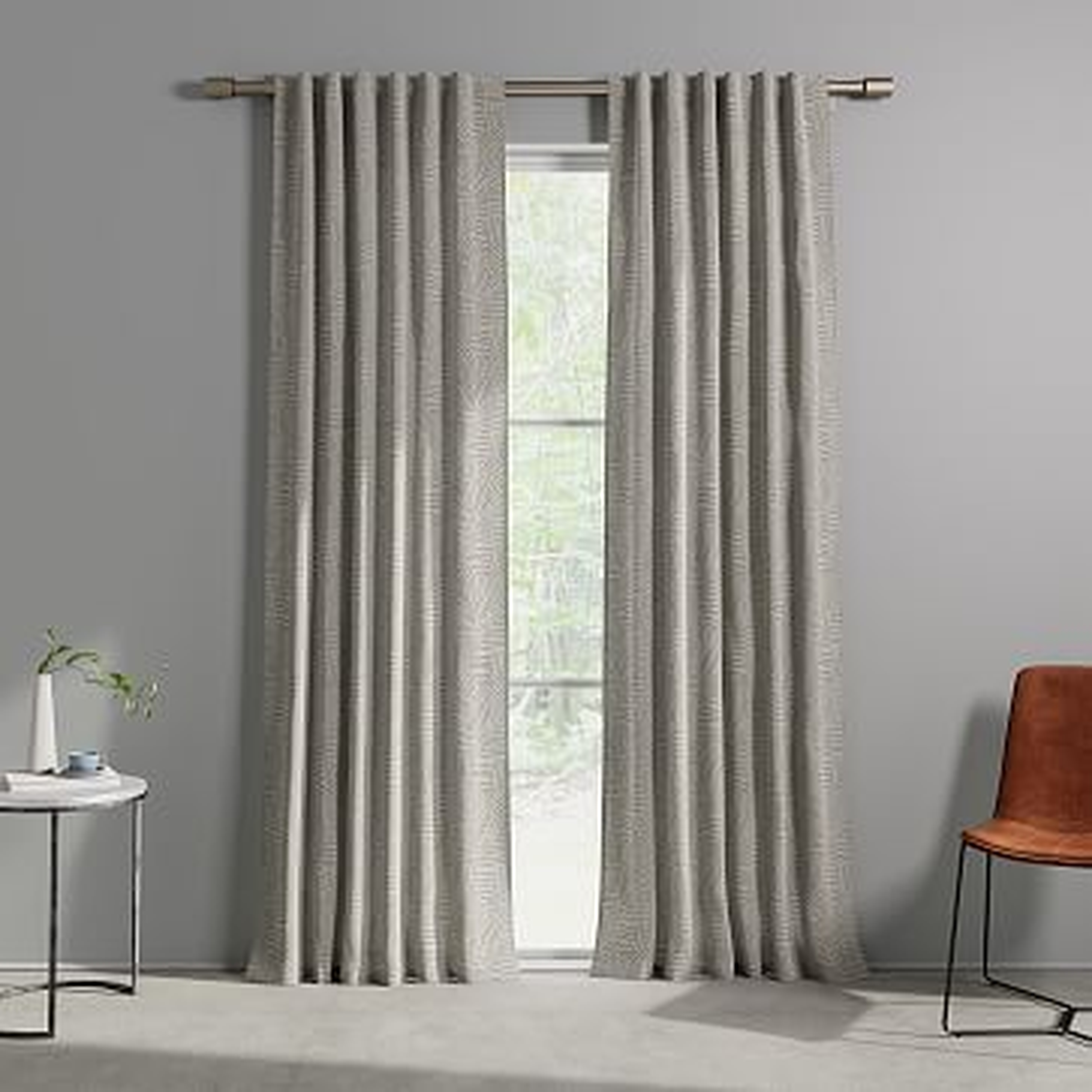 Cotton Canvas Tossed Lines Curtain, Set of 2, Stone Gray, 48"x108" - West Elm