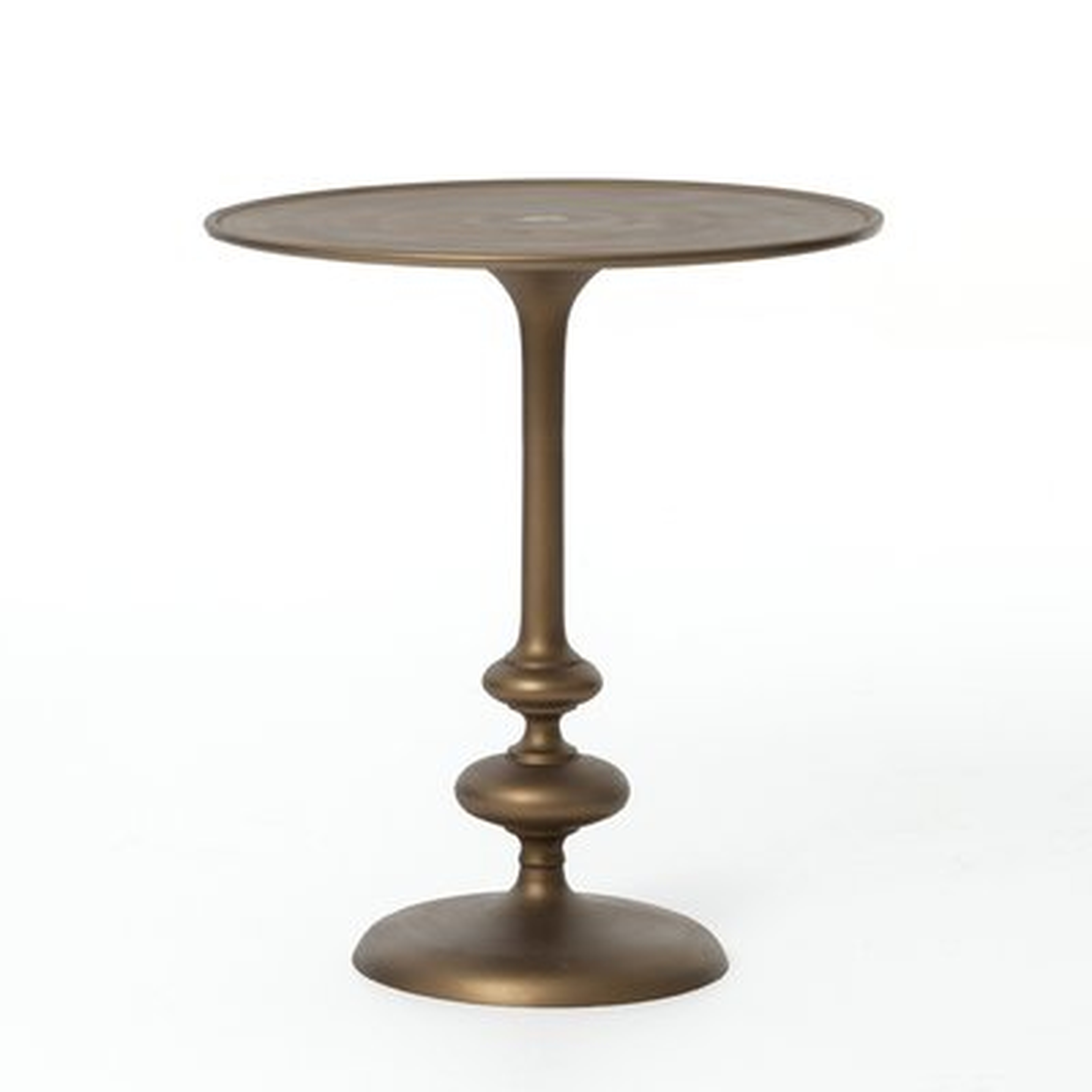Cron Matte Brass Pedestal End Table - Wayfair