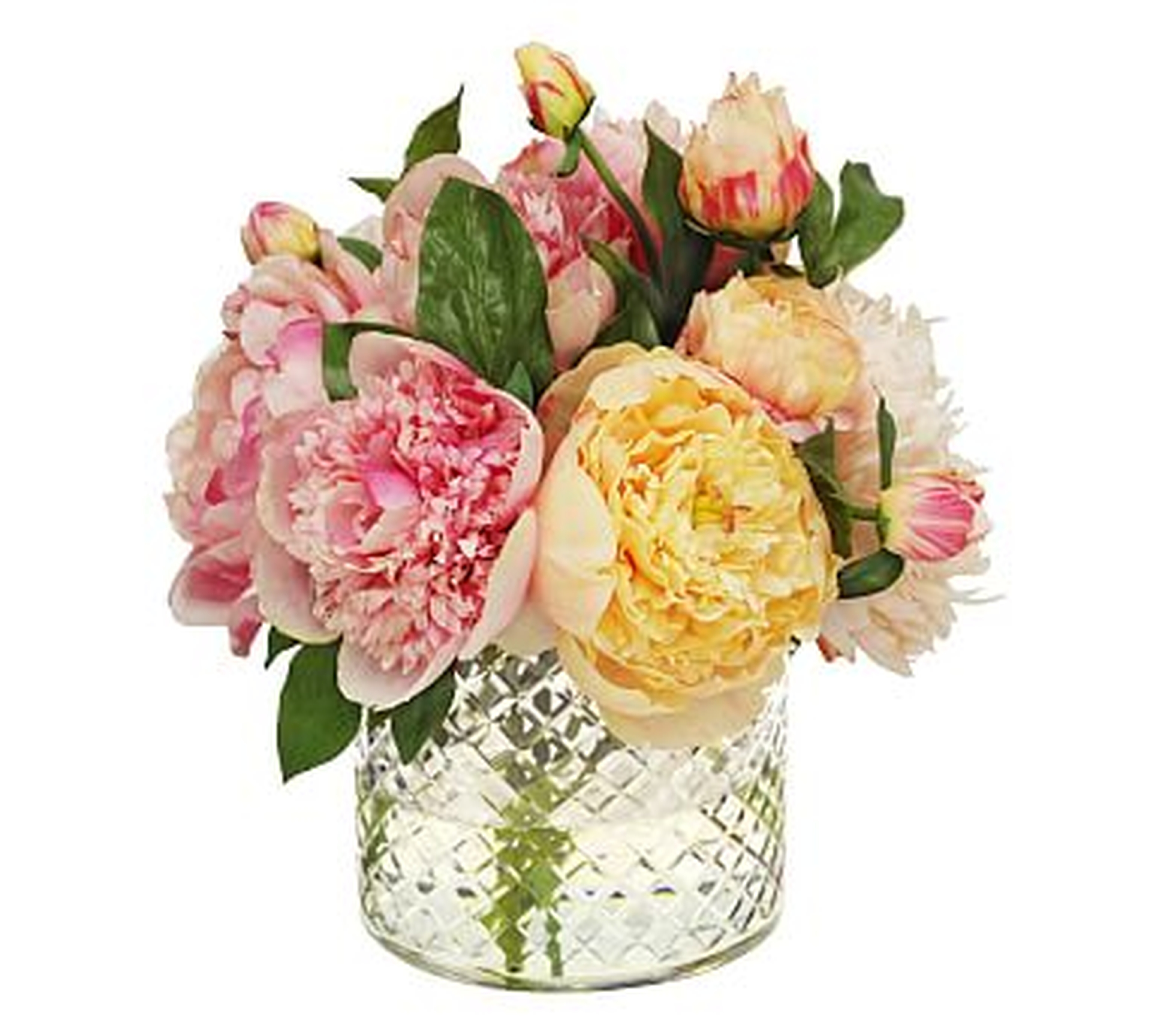 Faux Pink Peony In Glass Vase, 12" - Pottery Barn