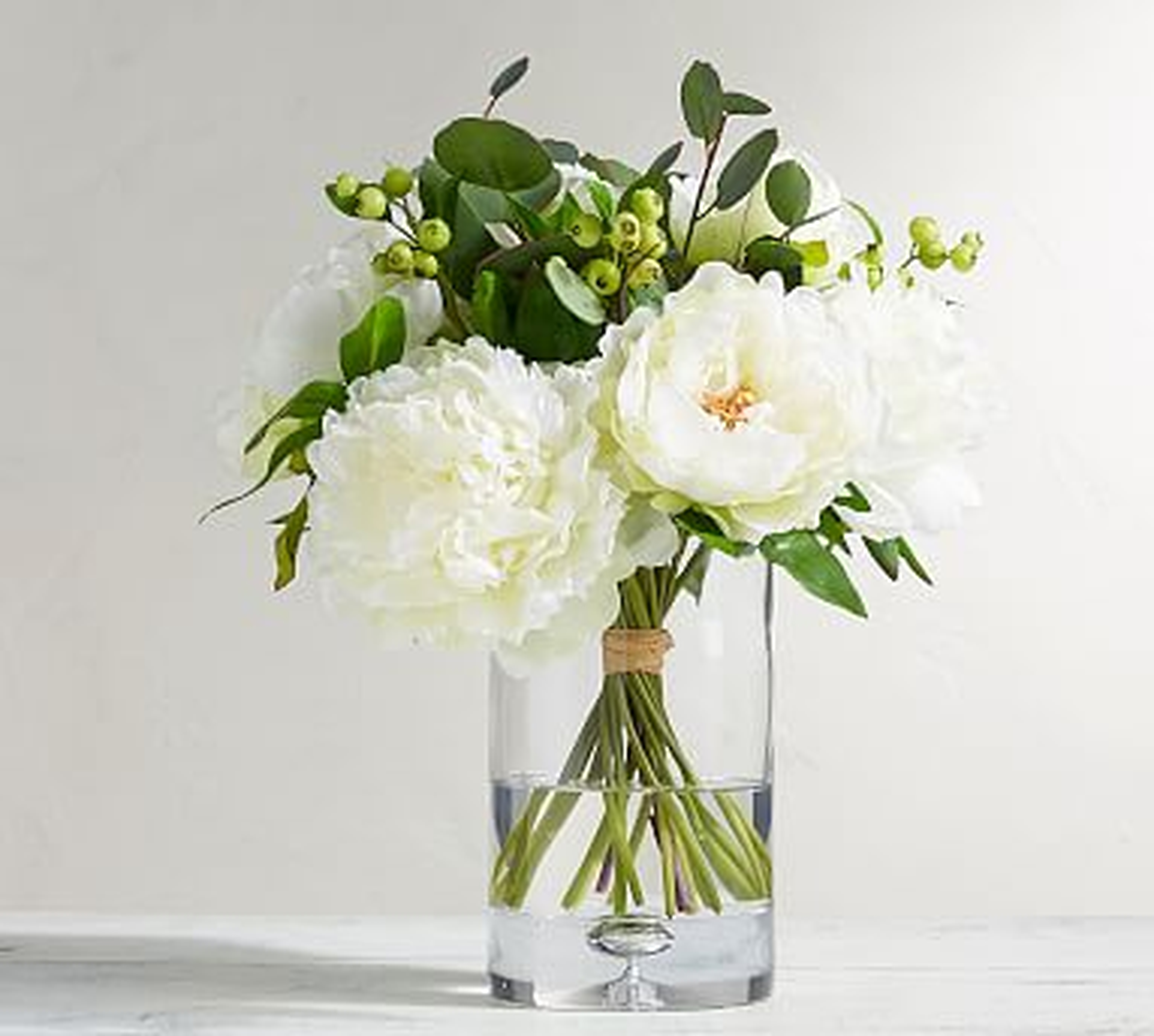 Faux Composed Peony Bouquet, White - 16" - Pottery Barn