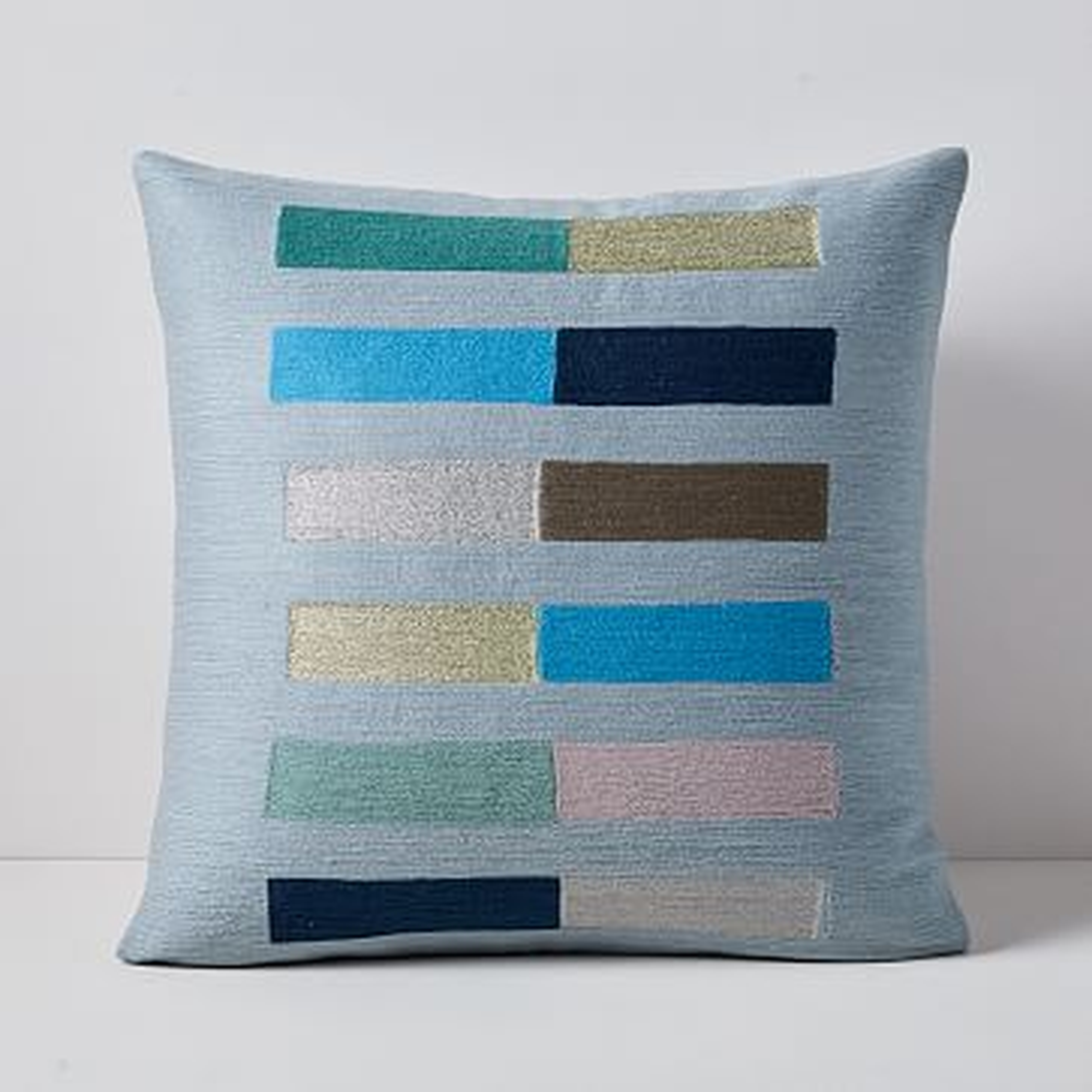 Crewel Color Study Pillow Cover, 20"x20", Skylight Blue - West Elm