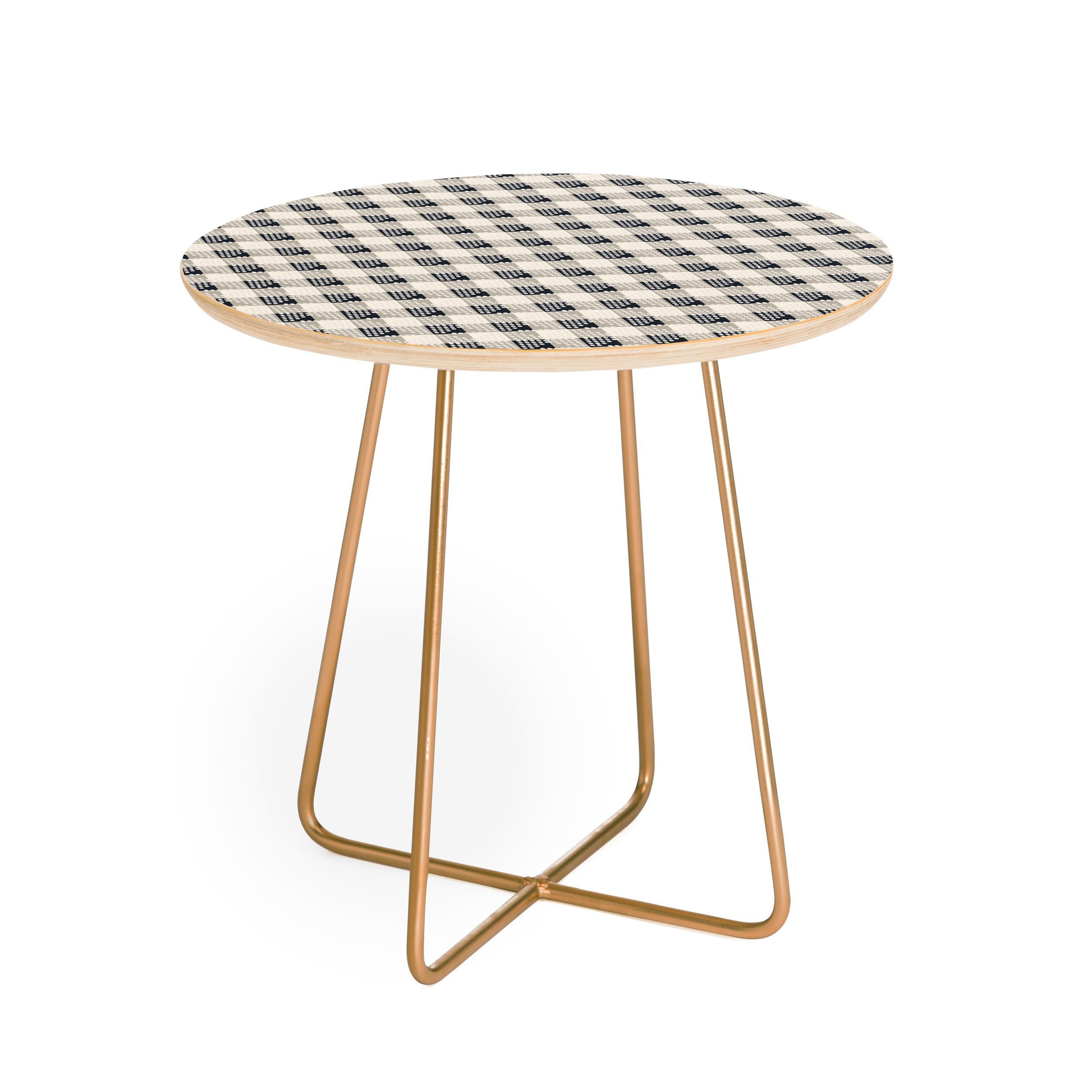 Holli Zollinger ANTHOLOGY OF PATTERN SEVILLE GINGHAM BLACK Round Side Table - Black Aston Legs - Deny Designs