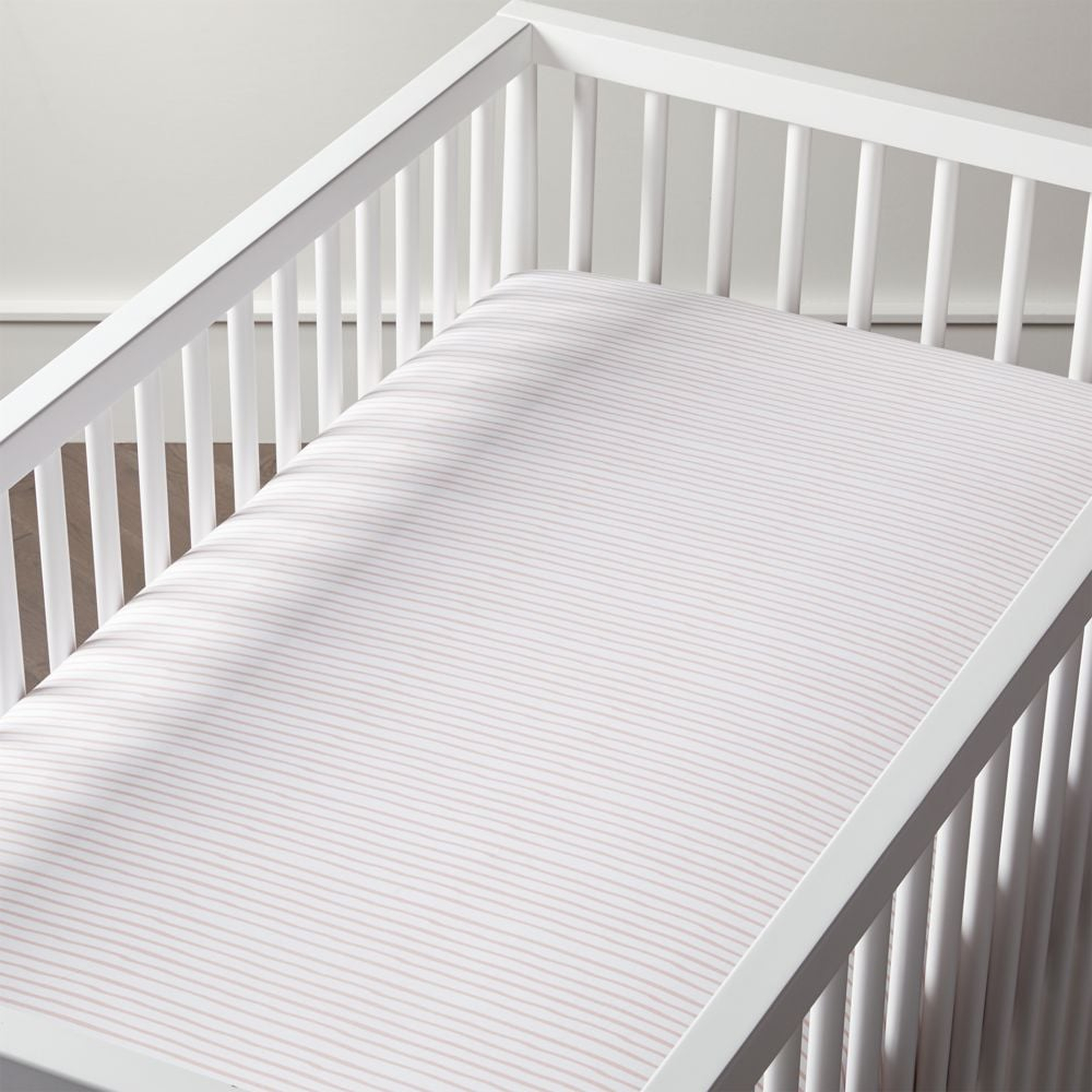 Organic Pattern Play Pink Stripe Crib Fitted Sheet - Crate and Barrel
