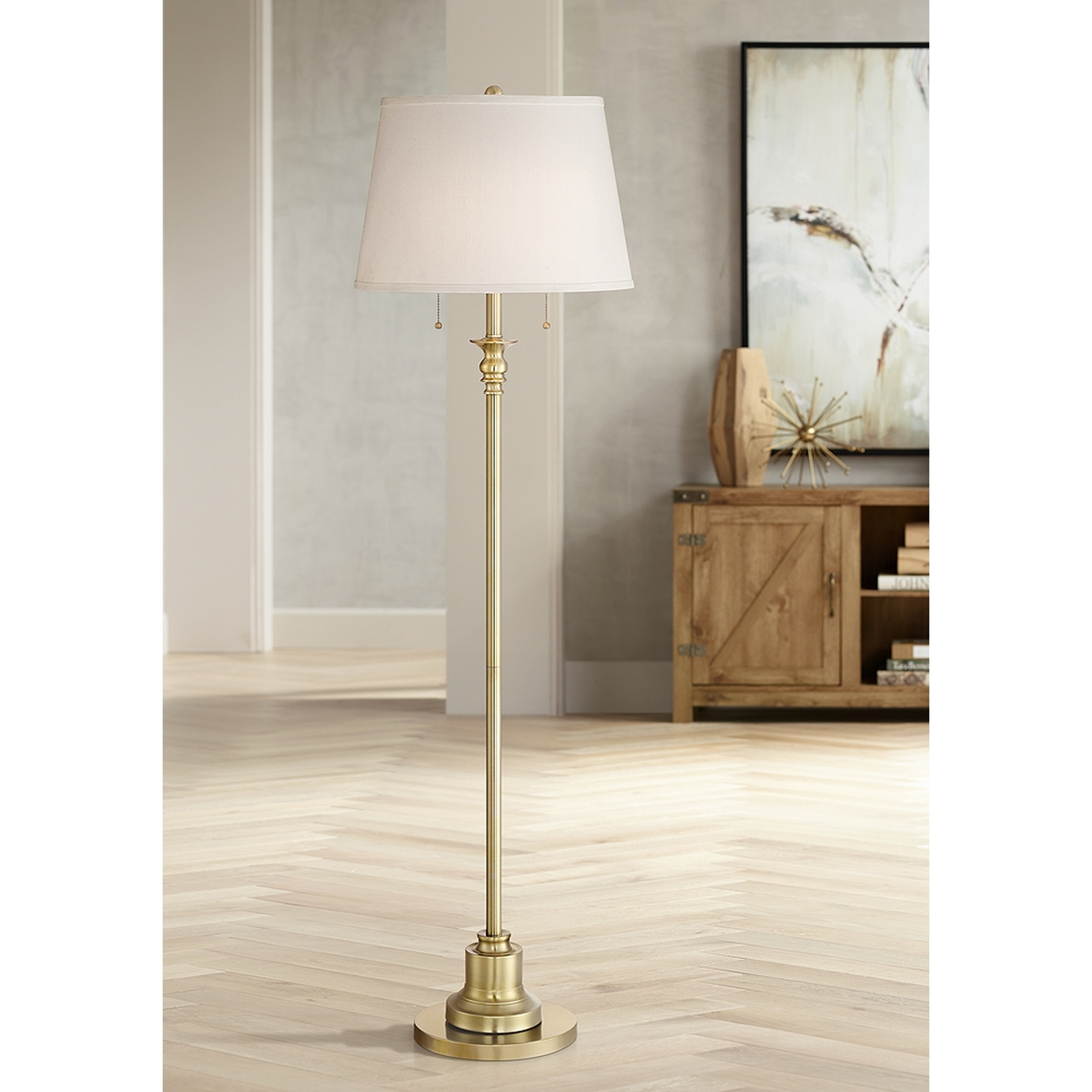 Spenser Brushed Antique Brass Floor Lamp - Style # 35E33 - Lamps Plus