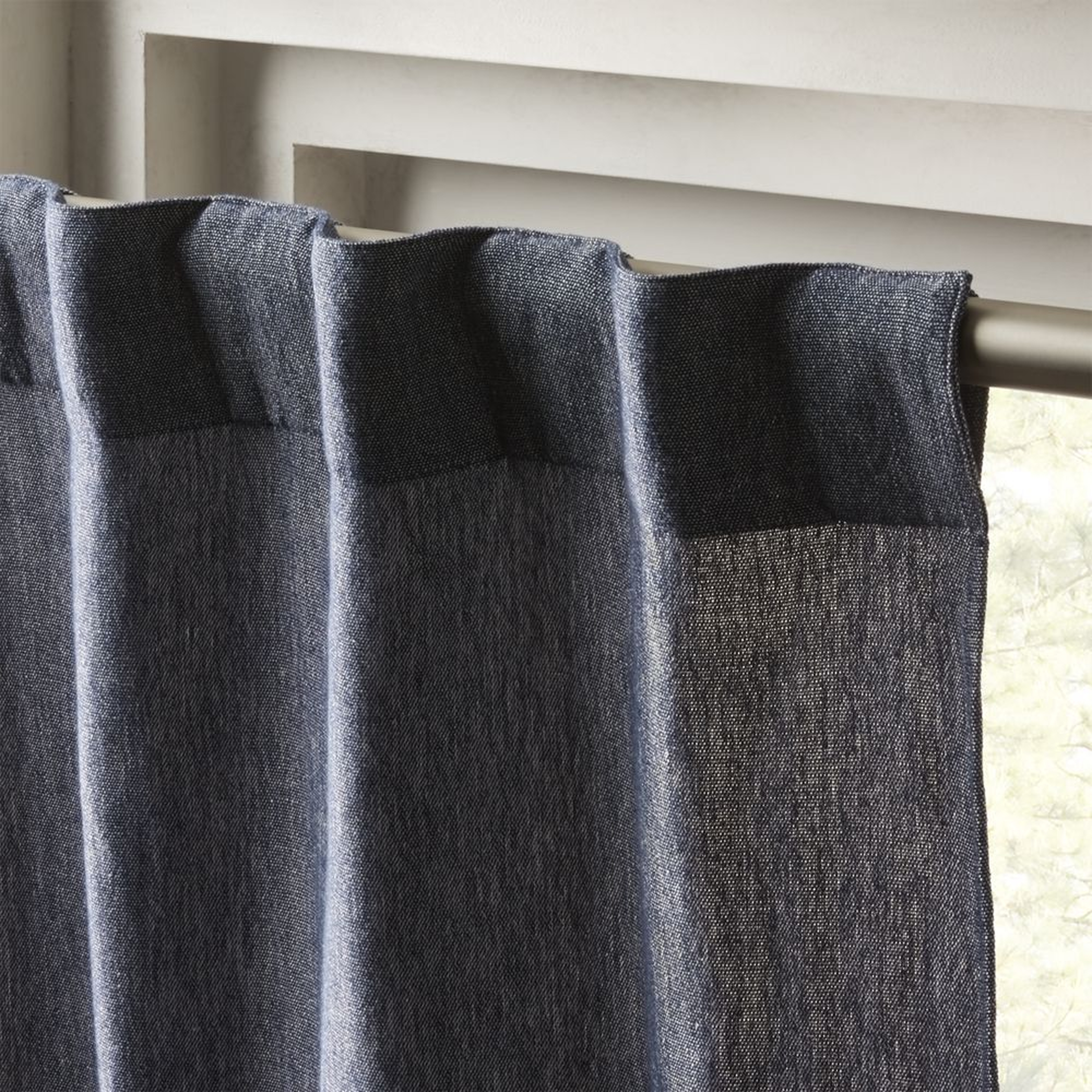 Weekendr Blue Chambray Curtain Panel 48"x120" - CB2