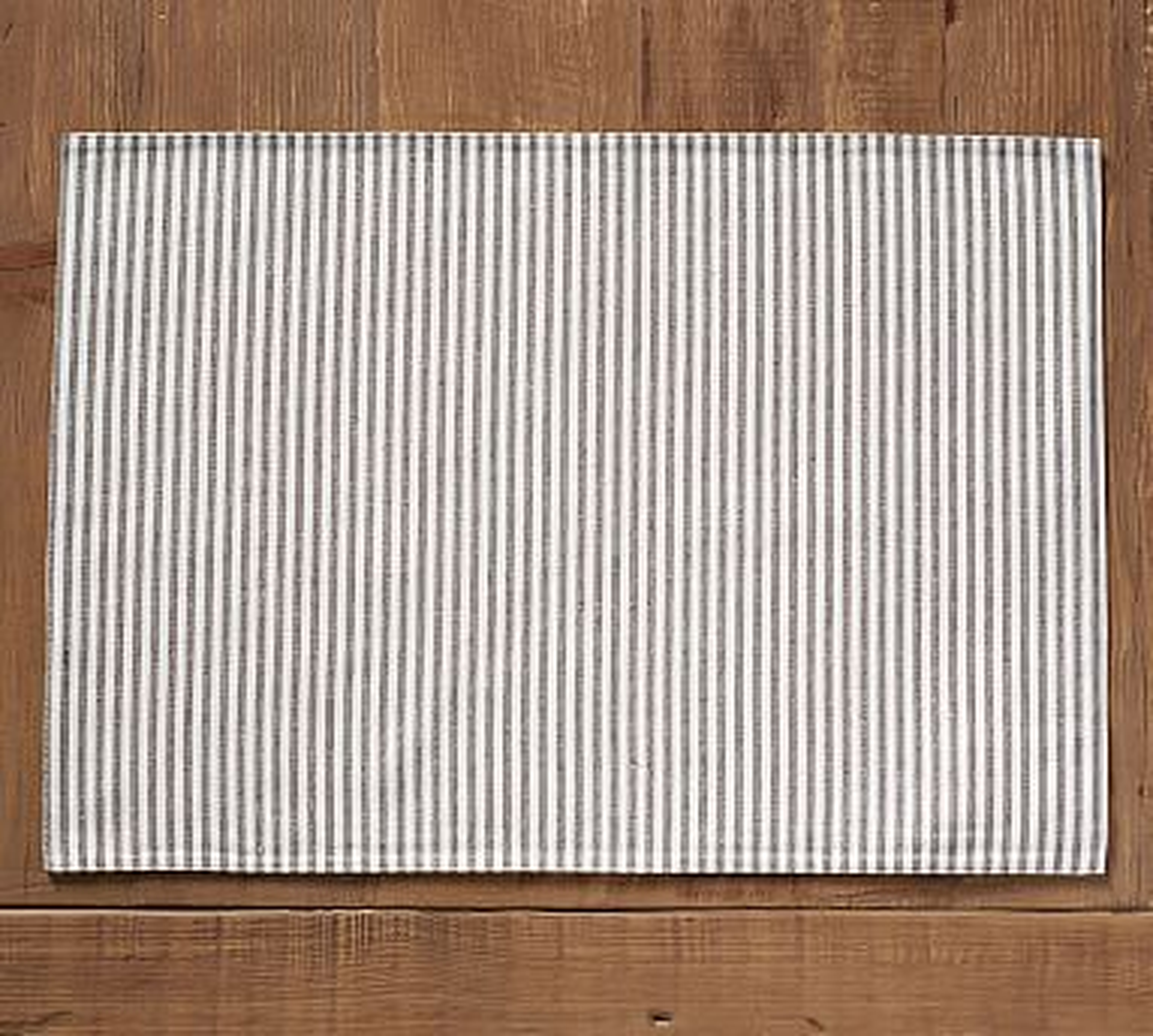 Wheaton Striped Linen/Cotton Placemats, Set of 4 - Charcoal - Pottery Barn