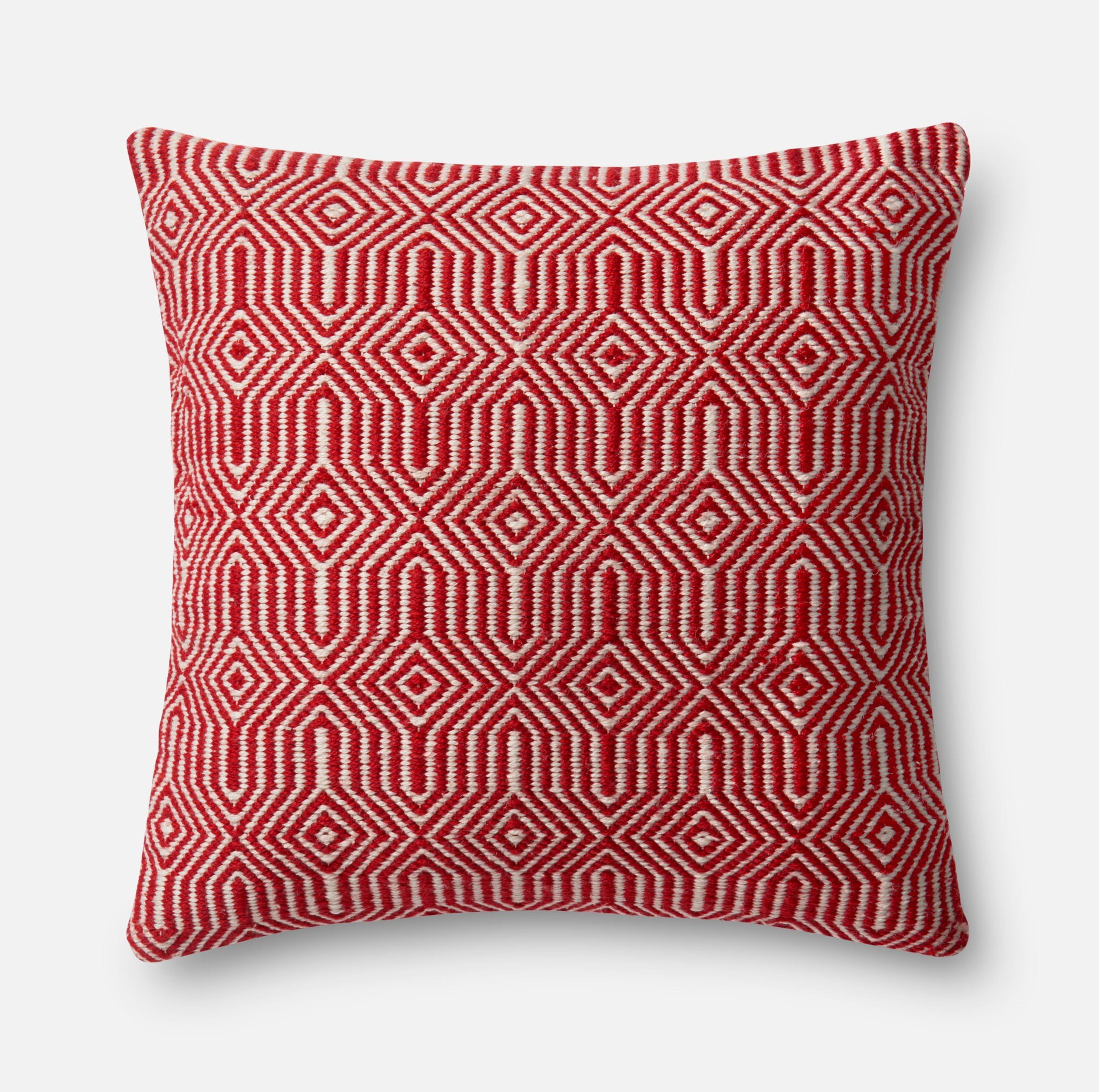 PILLOWS - RED / IVORY - 22" X 22" Cover Only - Loloi Rugs