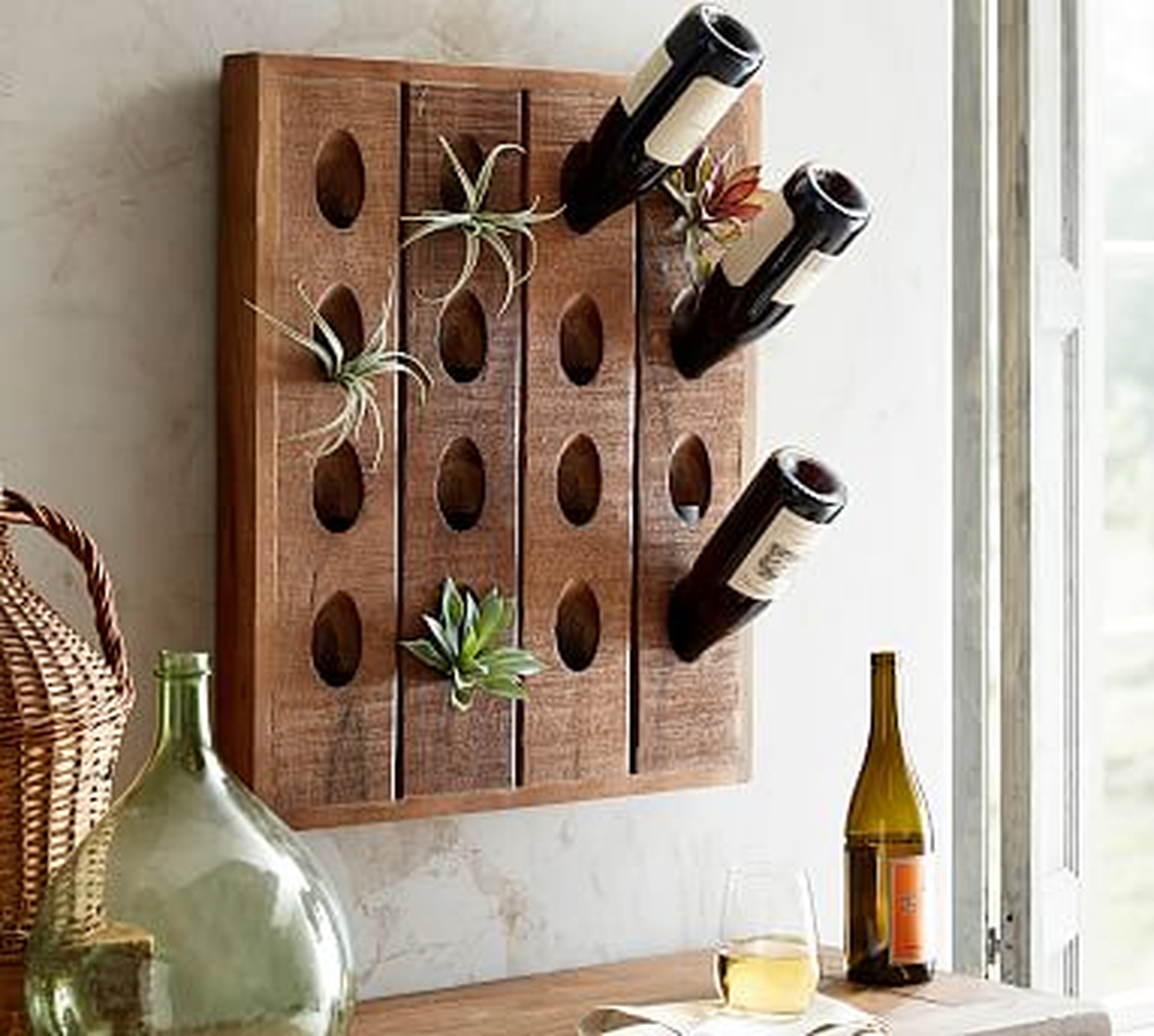 French Wine Bottle Wall Rack, Natural - Pottery Barn