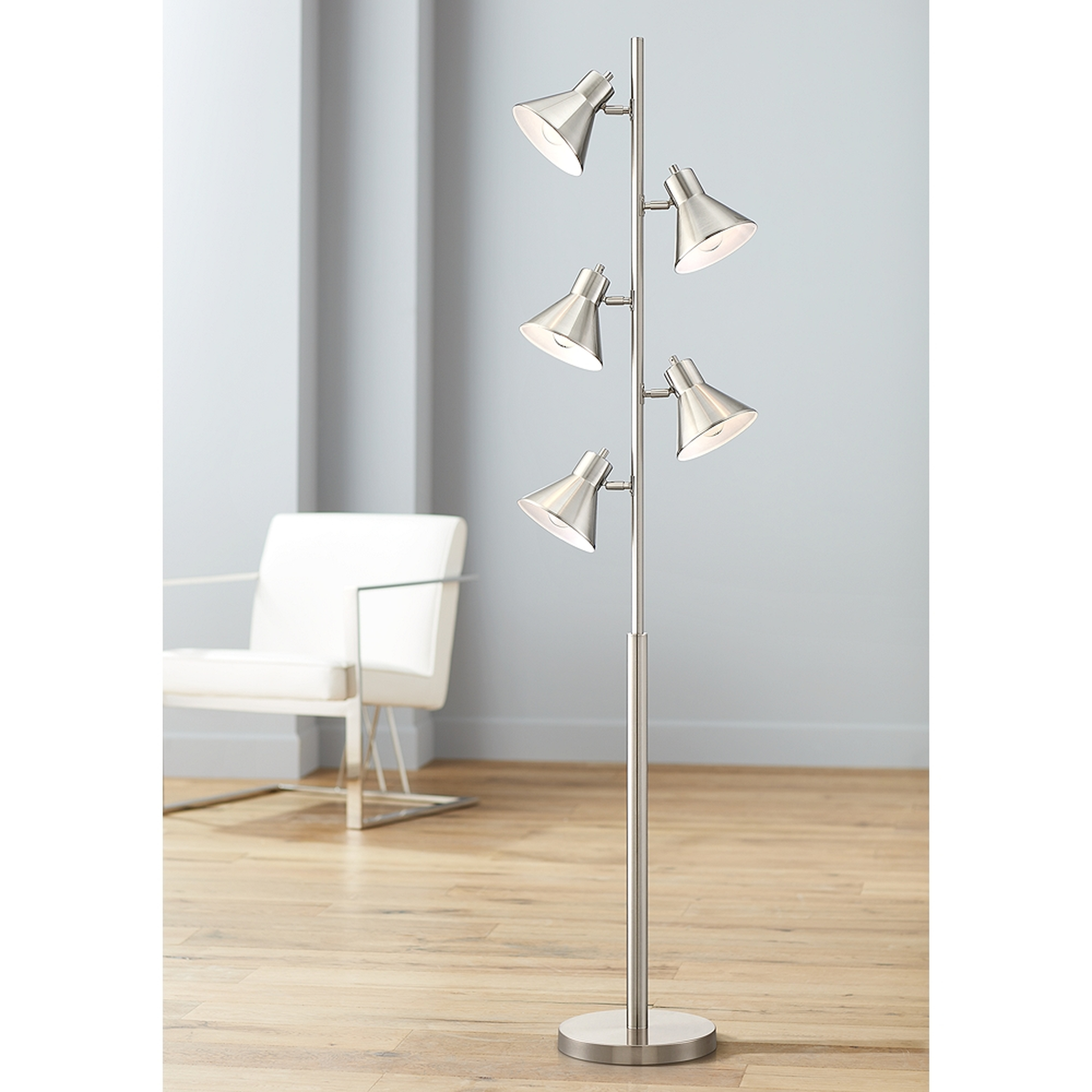 Luken Brushed Nickel Adjustable 5-Light Tree Floor Lamp - Style # 71G68 - Lamps Plus
