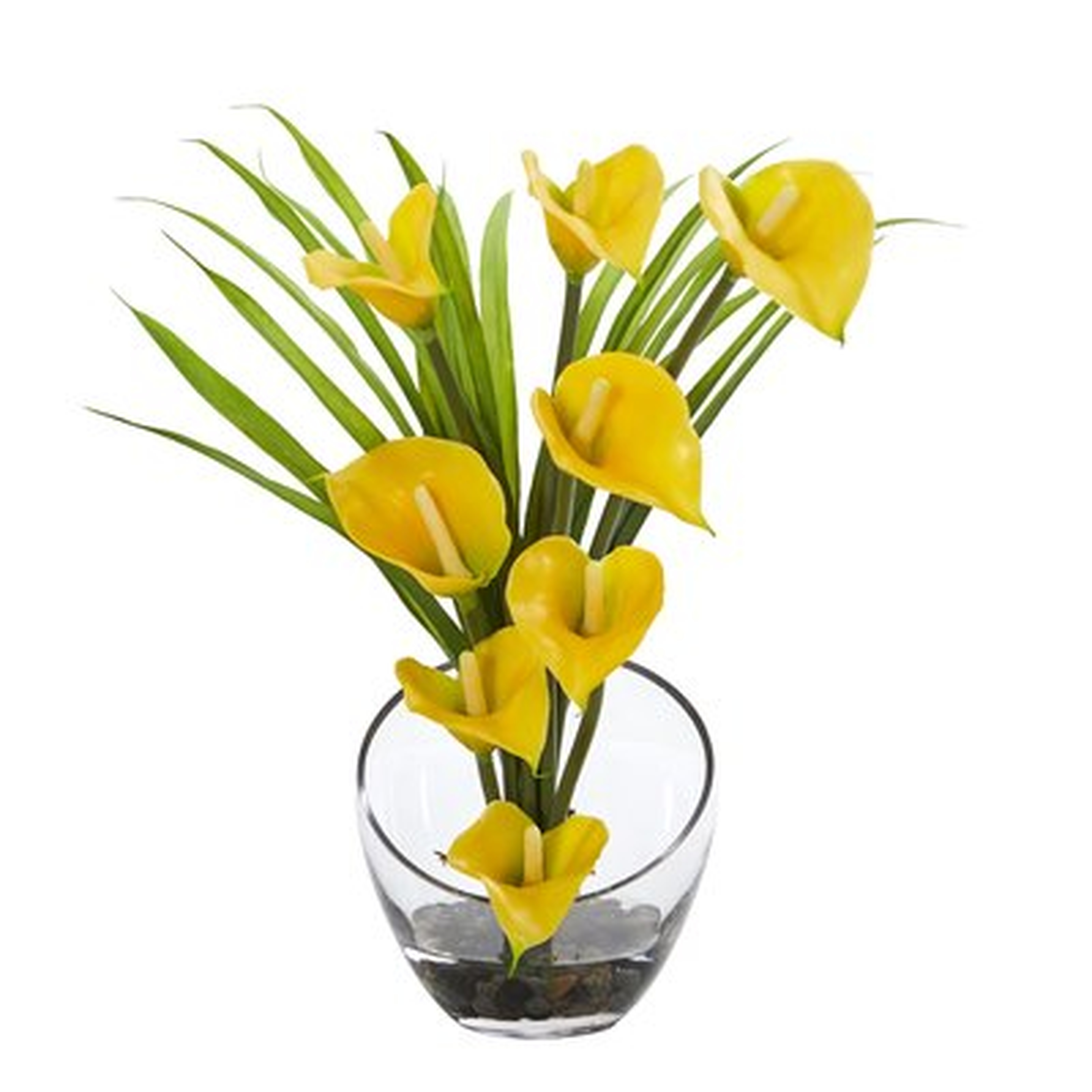 Calla Lily and Grass Artificial Floral Arrangement in Vase - Birch Lane