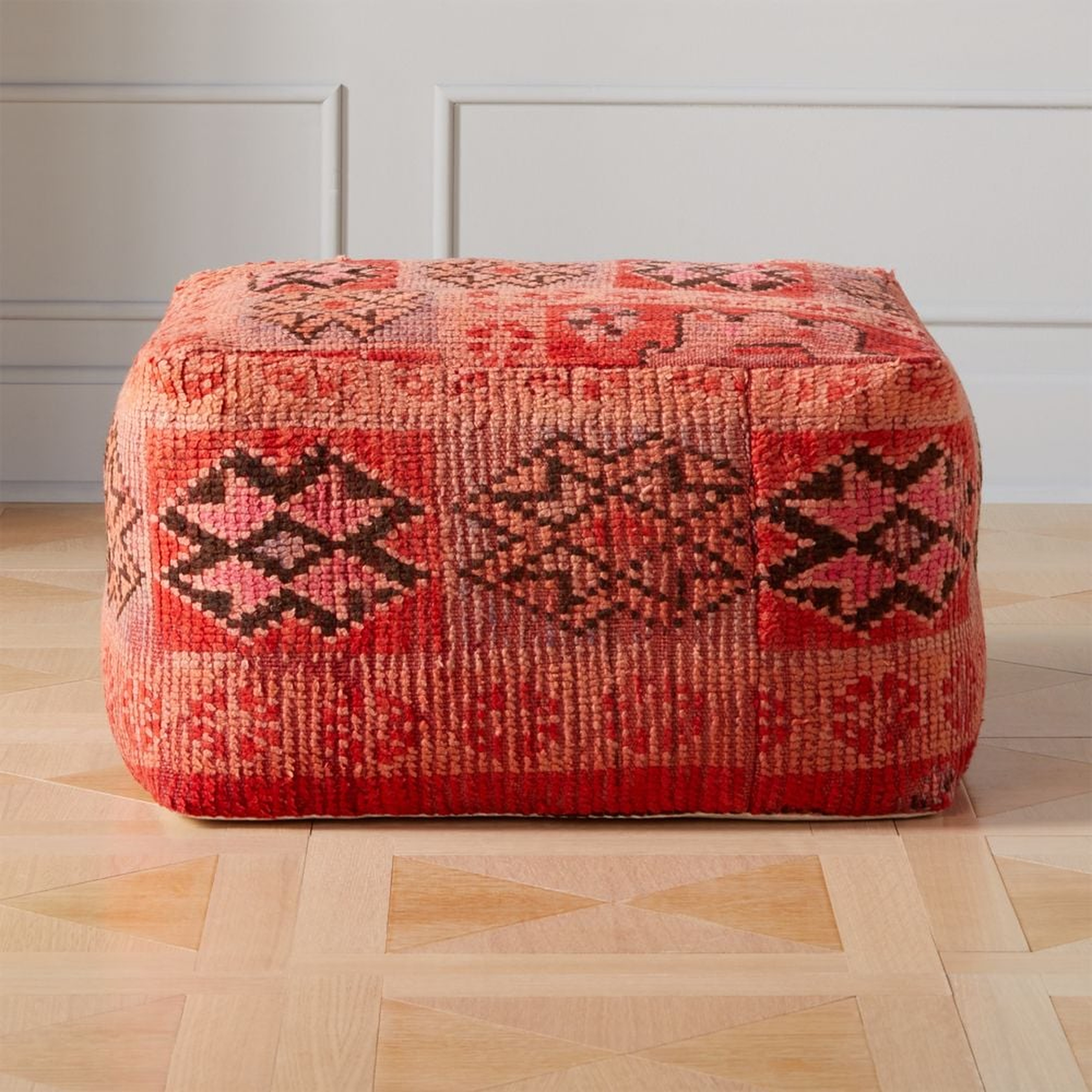 Moroccan Pink/Red Vintage Pouf/Floor Cushion - CB2