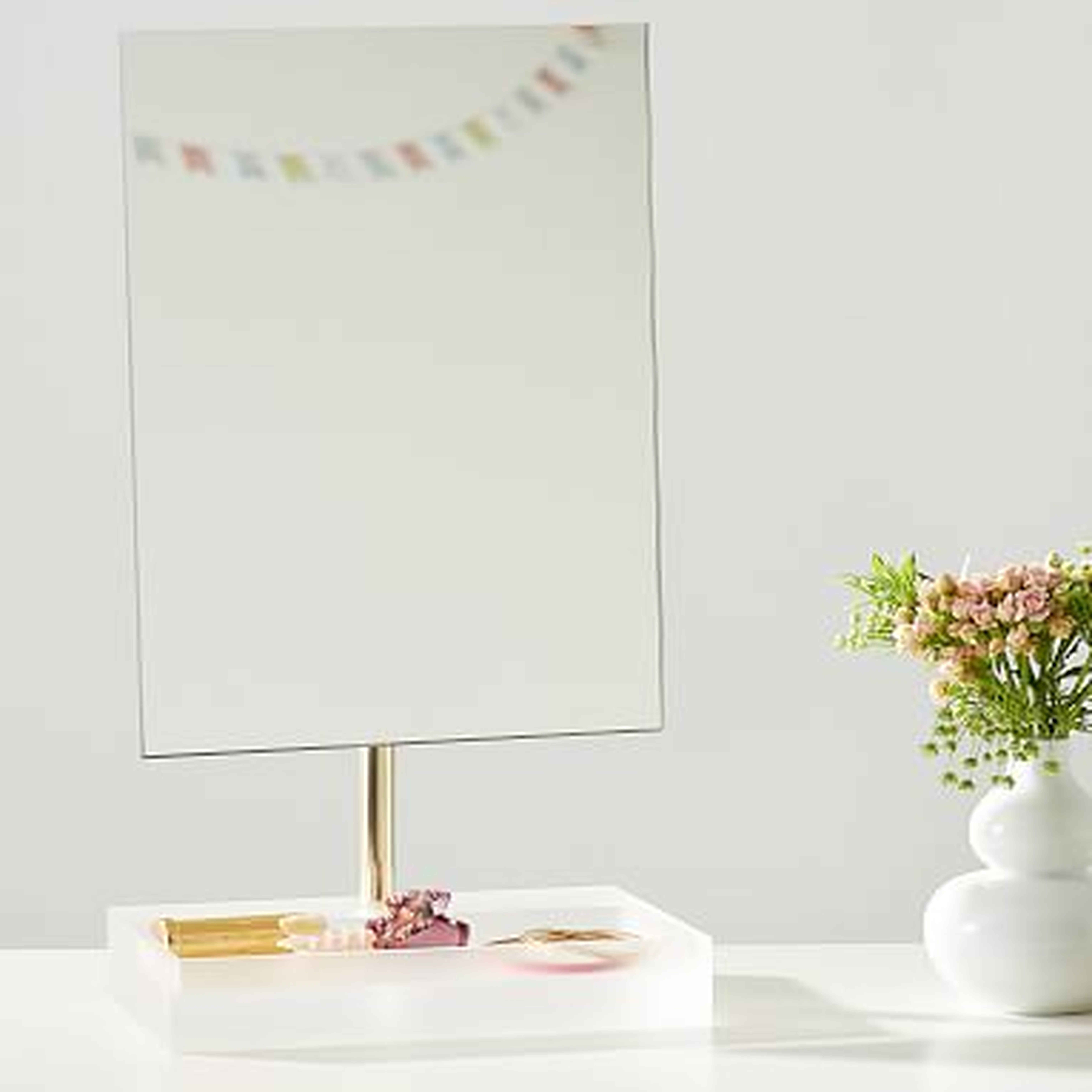 Ava Frosted Acrylic Beauty Mirror, Clear Frosted - Pottery Barn Teen