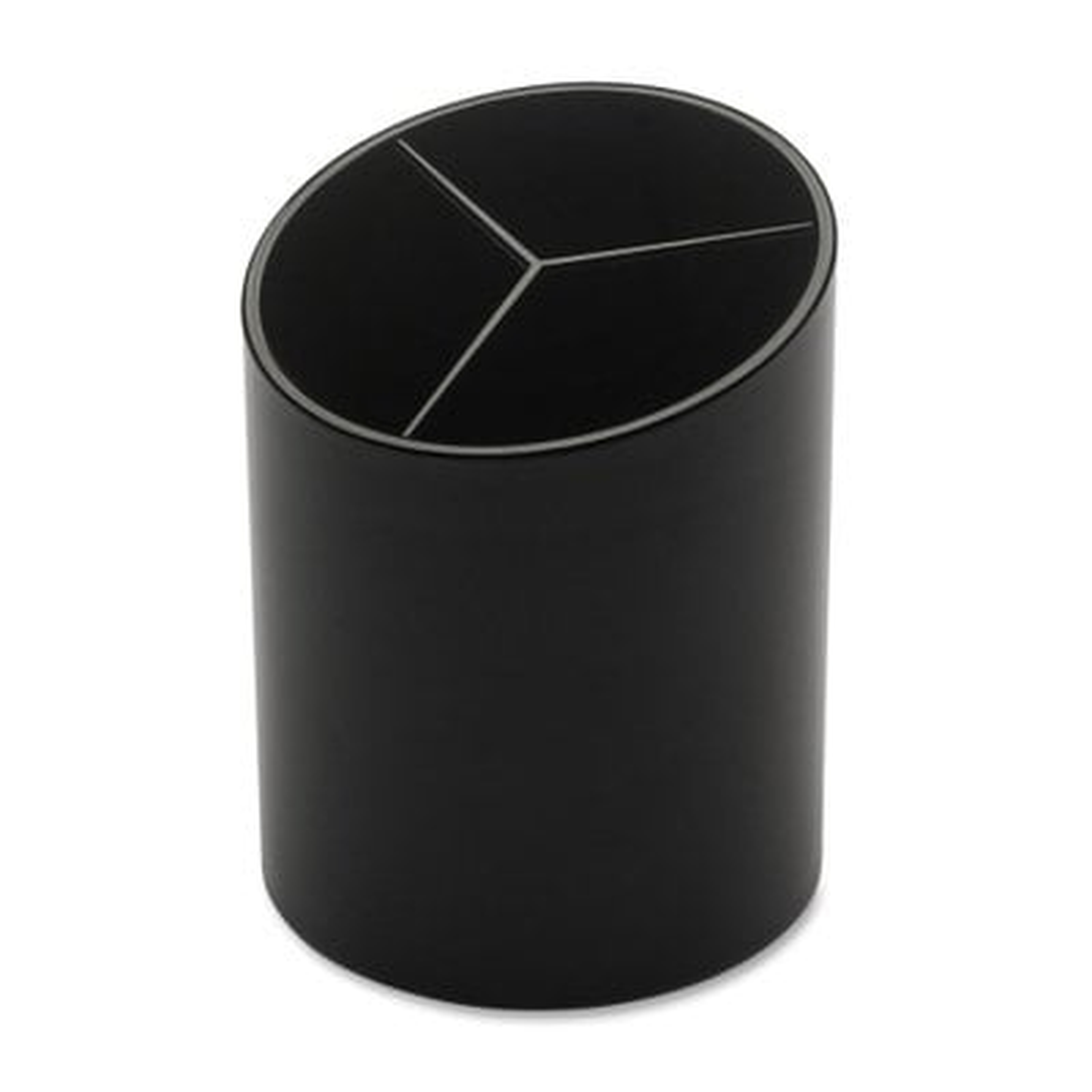 Large Pencil Cup, 3 Compartments, 3"x3"x4-1/8", Black - Wayfair