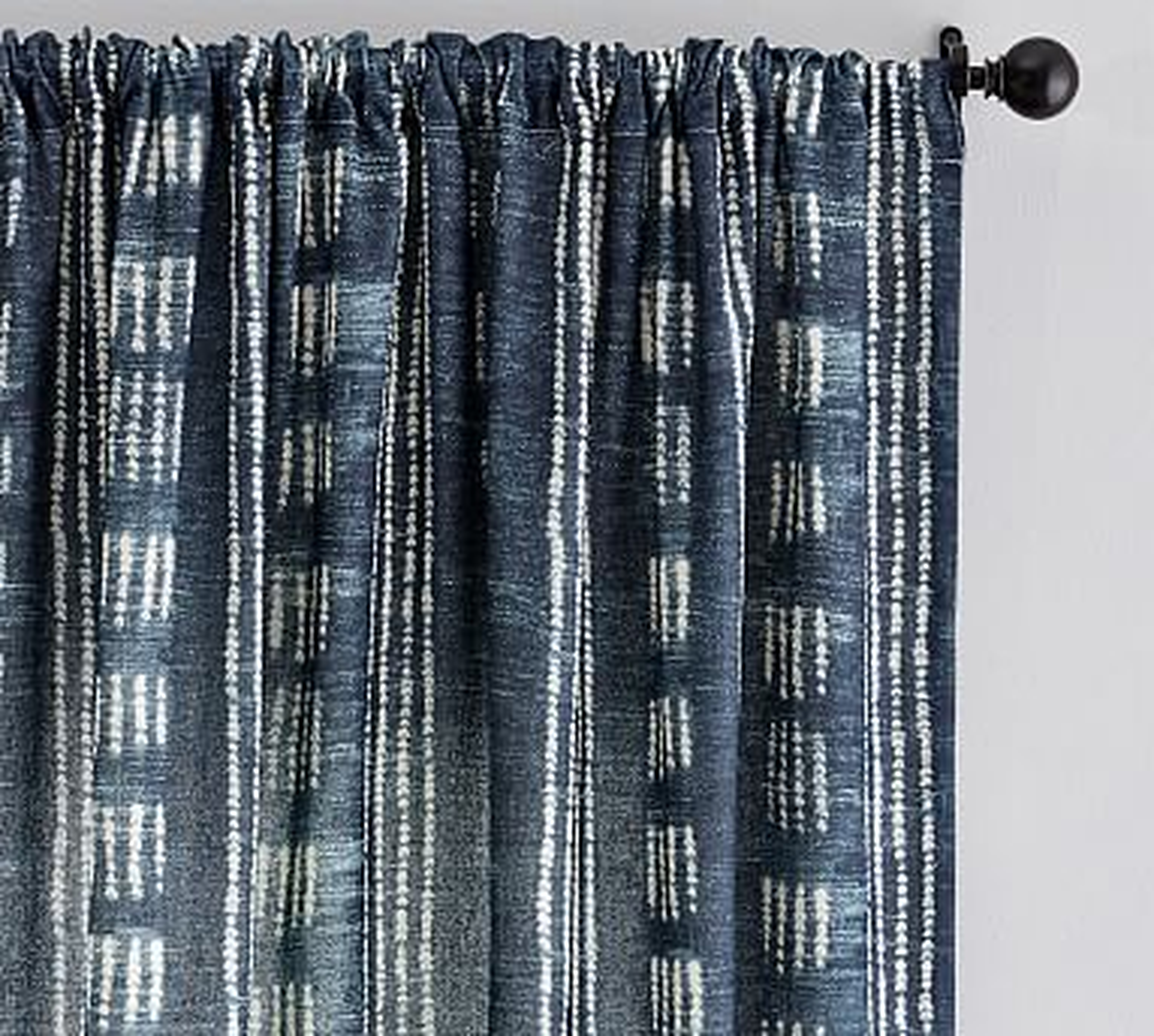 Shibori Dot Linen/Cotton Rod Pocket Curtain, Blue, 96 x 50" - Pottery Barn