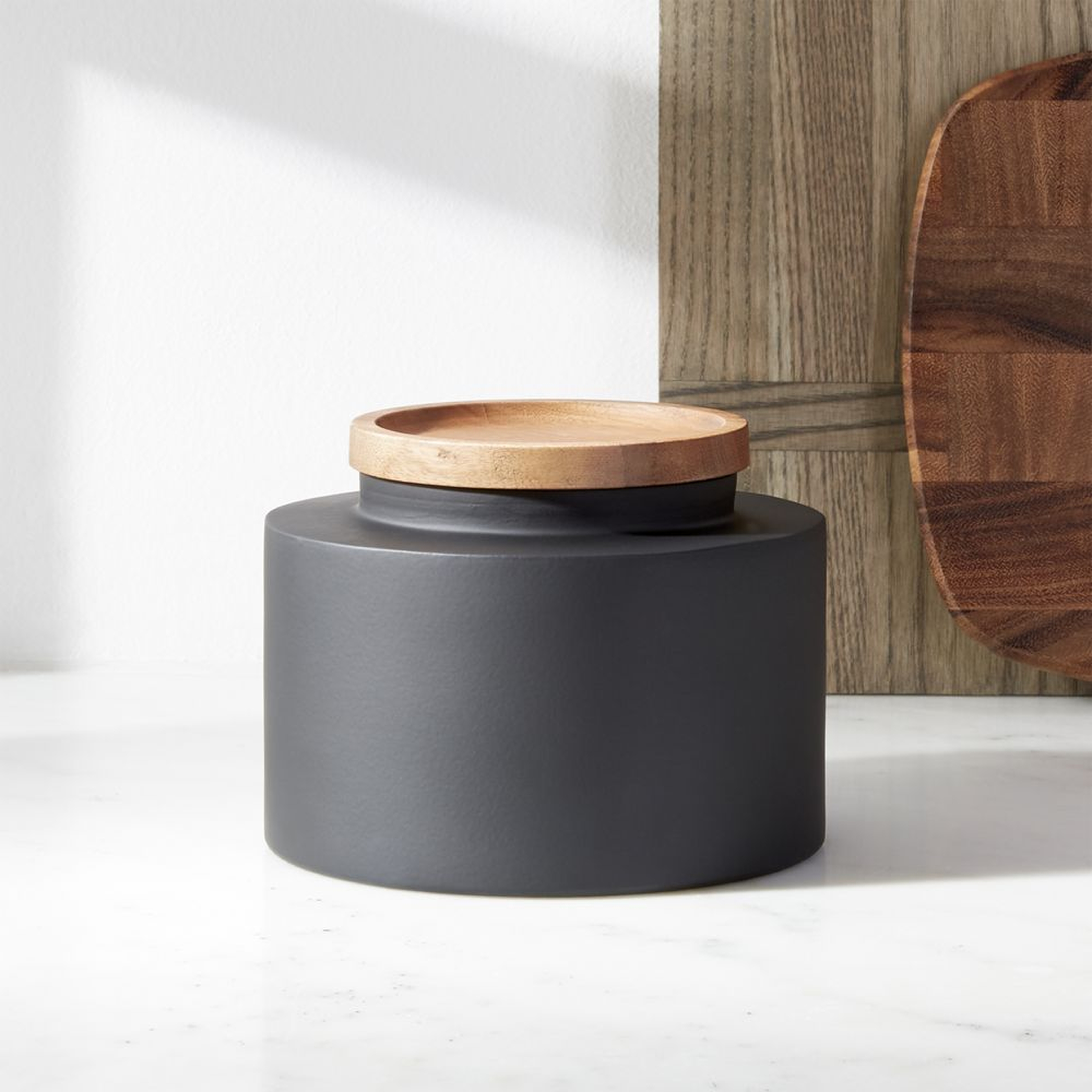 Clark Small Matte Black Canister - Crate and Barrel