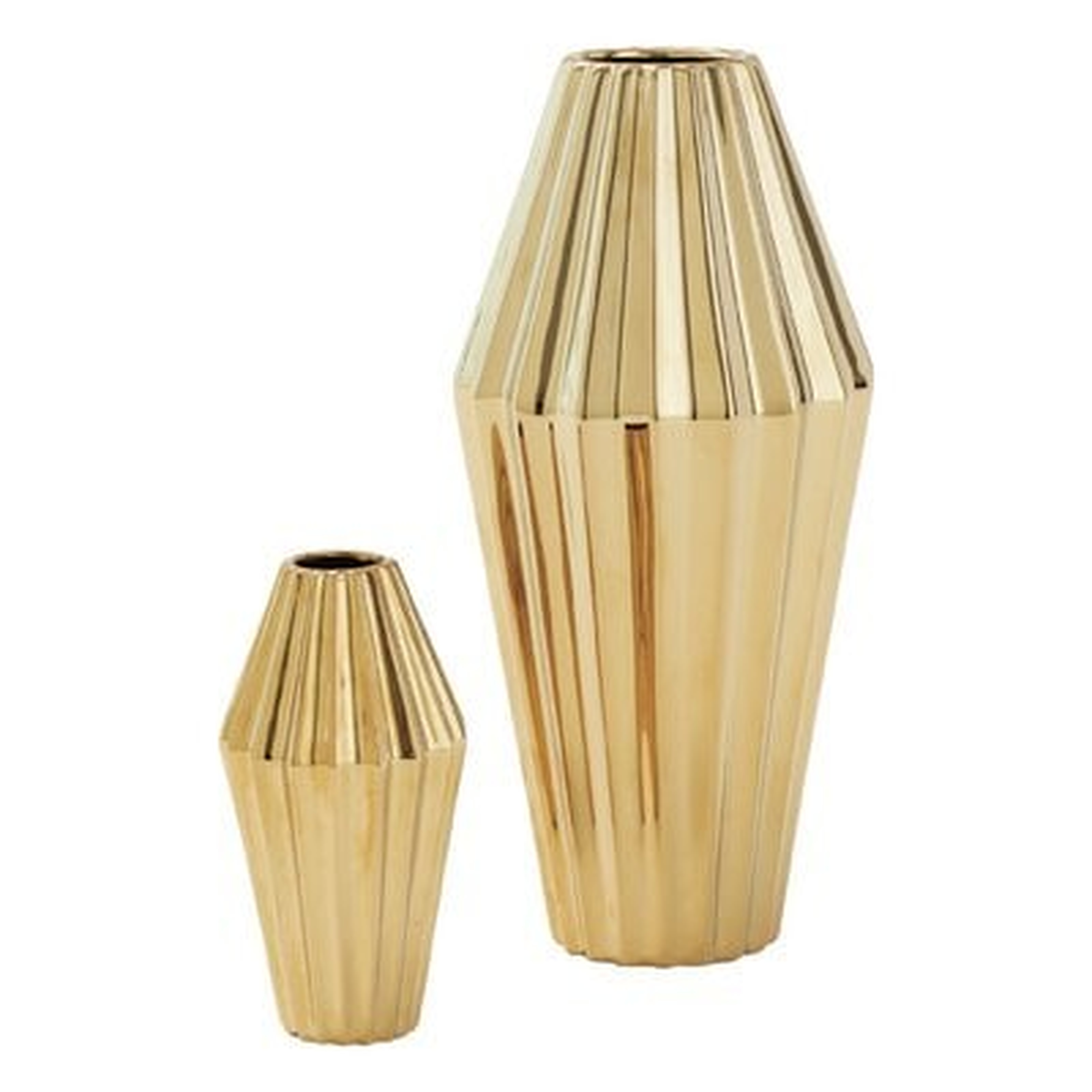 Moana Large Ceramic Vase - Gold, 6" H - Wayfair
