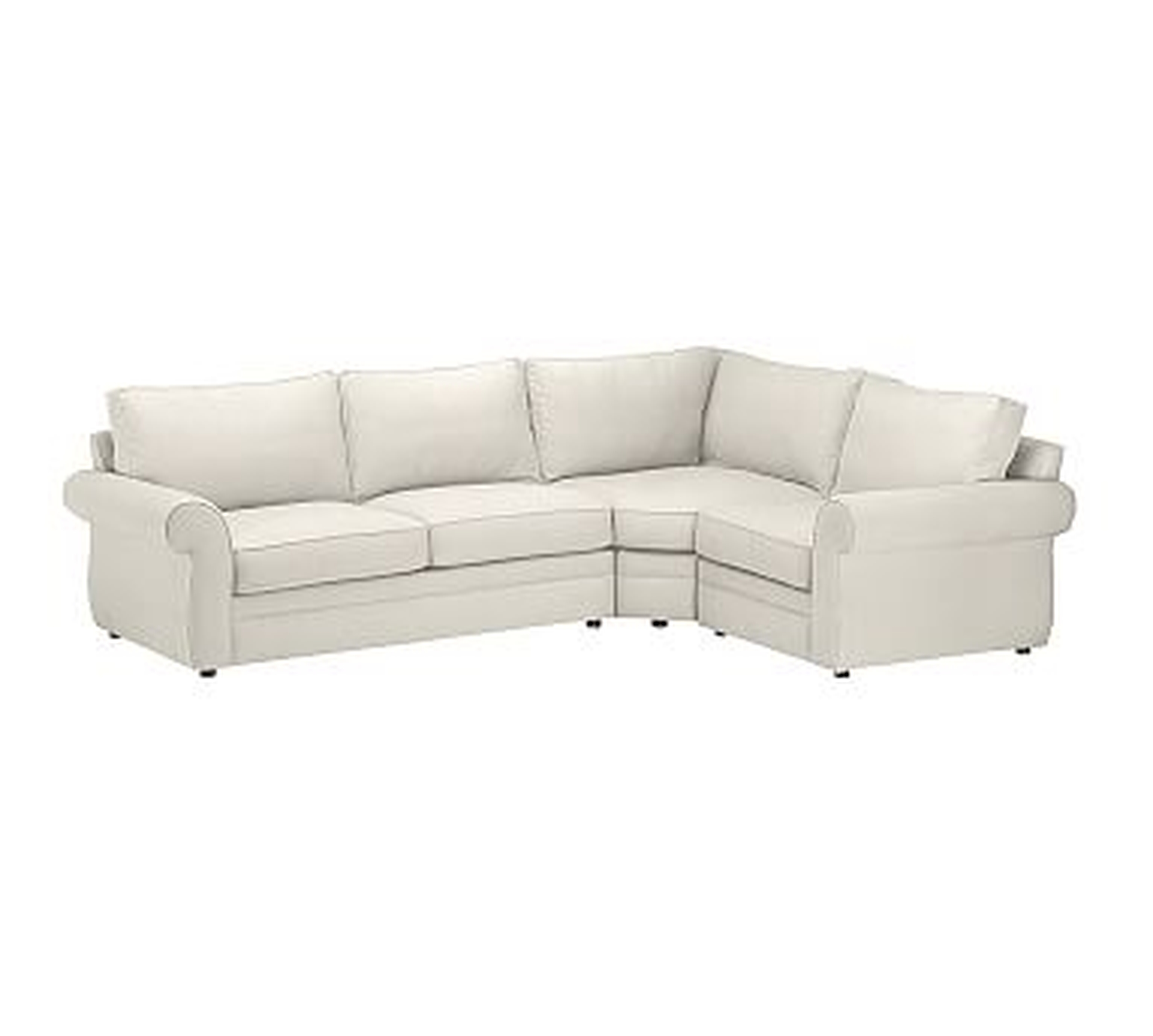 Pearce Roll Arm Upholstered Left Arm 3-Piece Wedge Sectional, Down Blend Wrapped Cushions, Performance Everydaysuede(TM) Stone - Pottery Barn