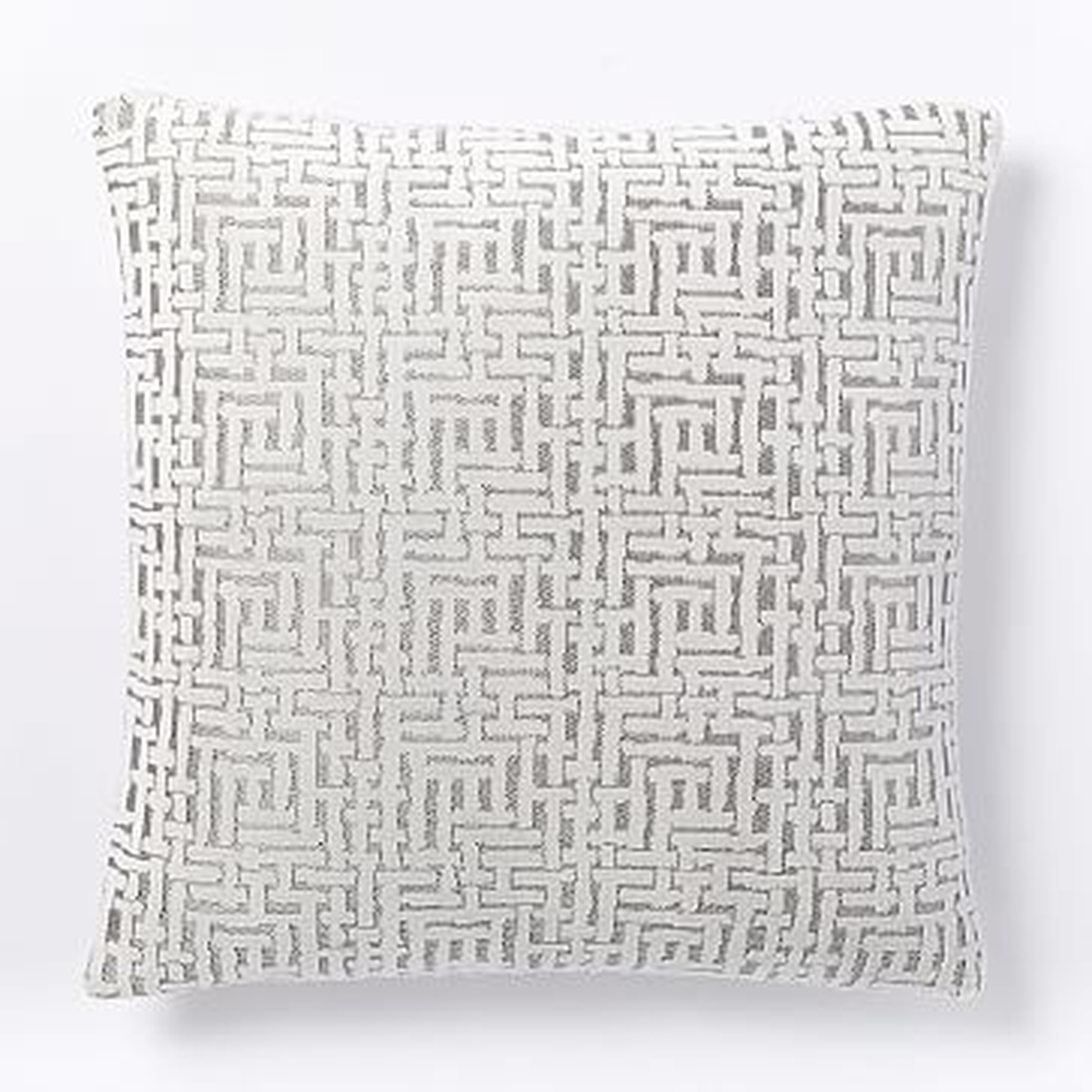 Allover Crosshatch Jacquard Velvet Pillow Cover, 20"x20", Stone White - West Elm