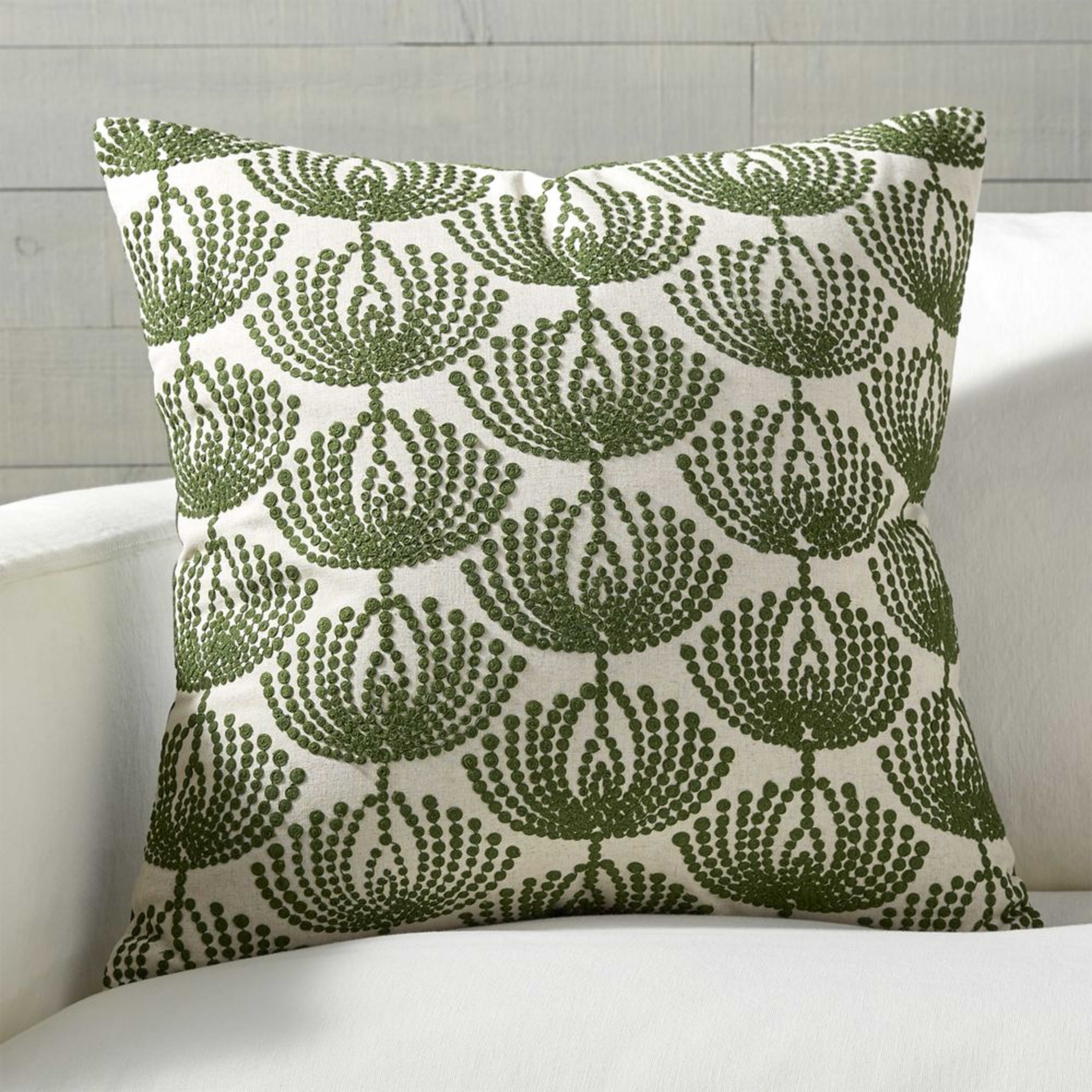 Anessa Green Botanical Pillow with Feather-Down Insert 20" - Crate and Barrel