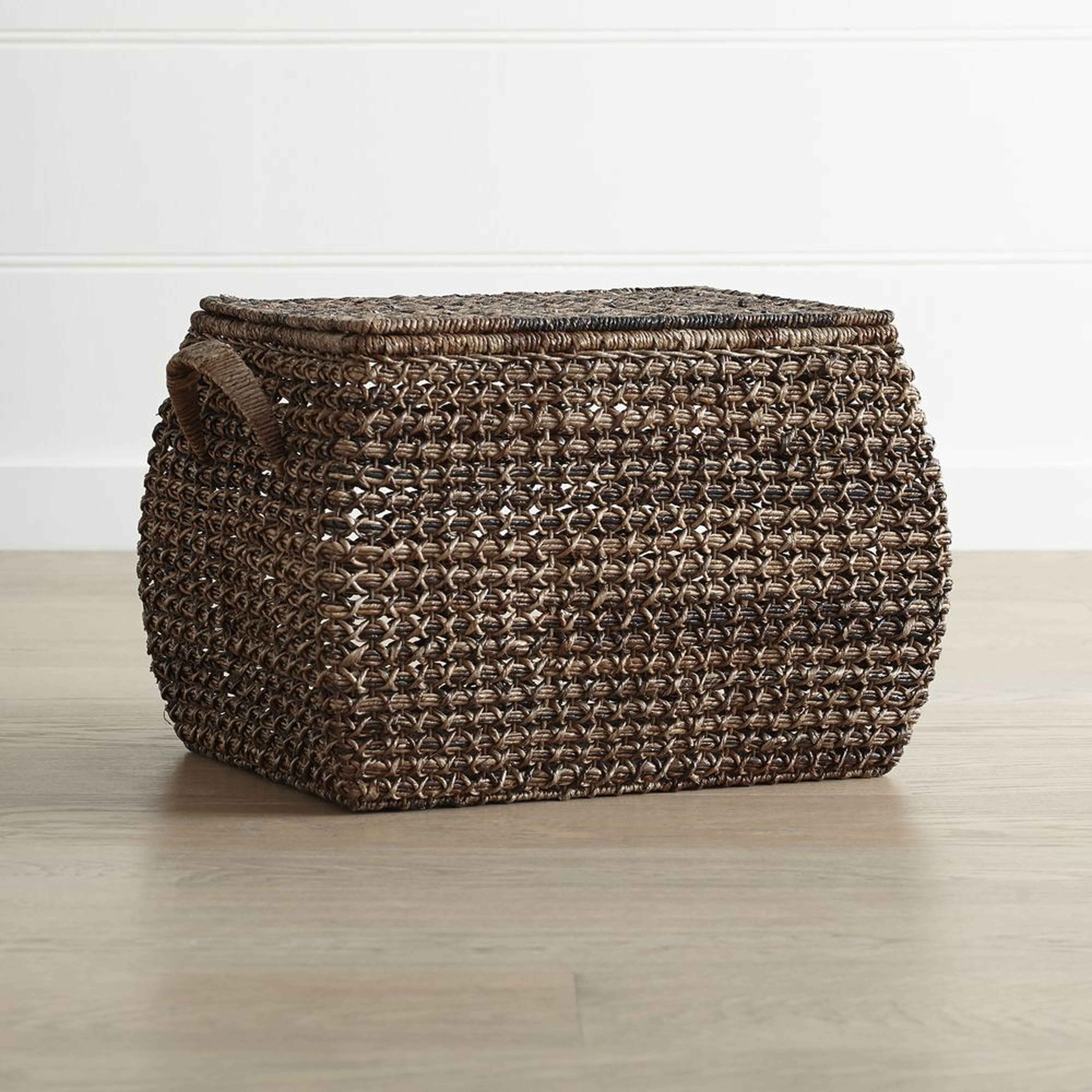 Zuzu Large Rectangular Handwoven Basket with Lid - Crate and Barrel