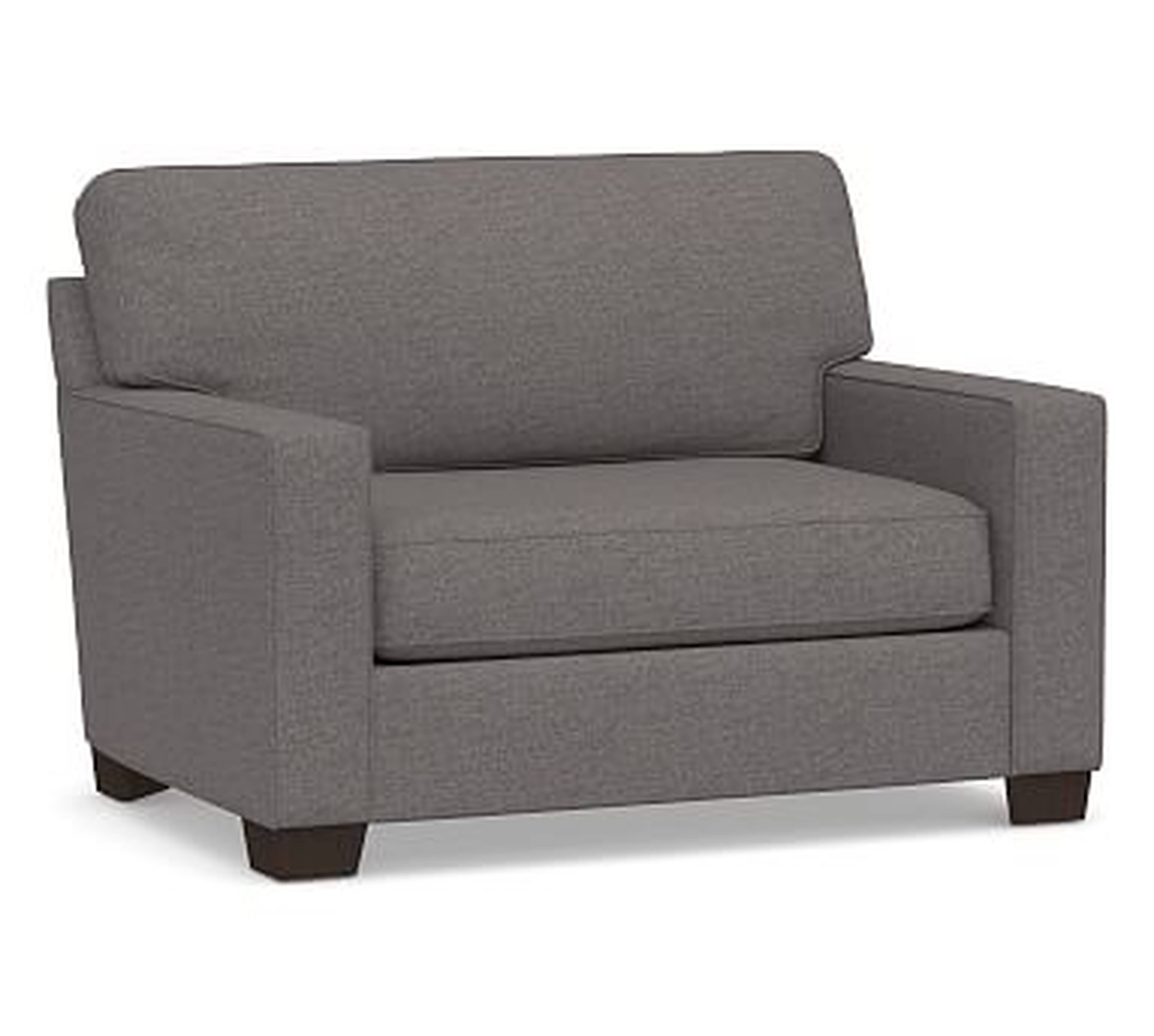 Buchanan Square Arm Upholstered Twin Sleeper Sofa, Polyester Wrapped Cushions, Brushed Crossweave Charcoal - Pottery Barn
