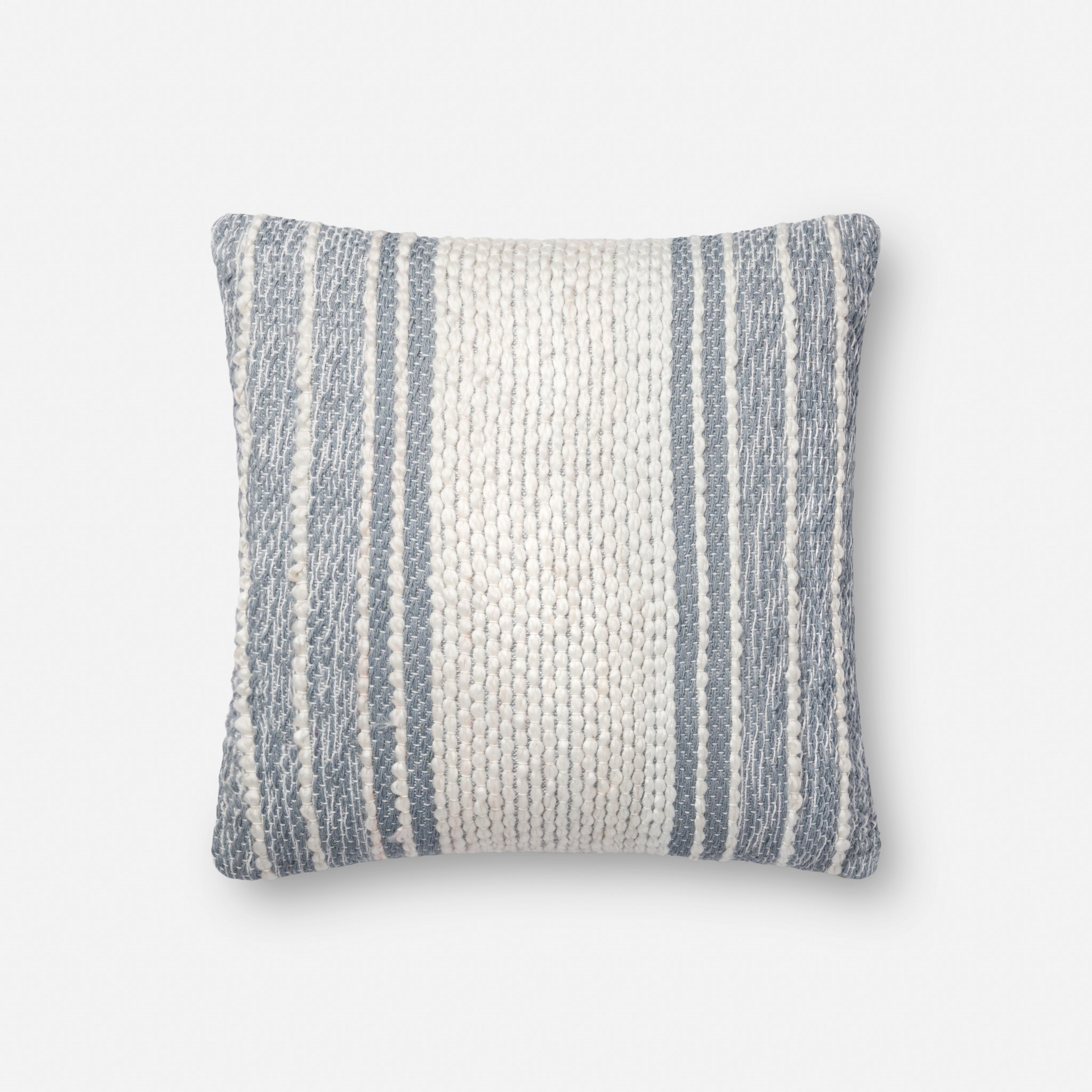 Magnolia Home by Joanna Gaines Jewel Square Throw Pillow, Blue & Ivory, 18" x 18" - Loloi Rugs