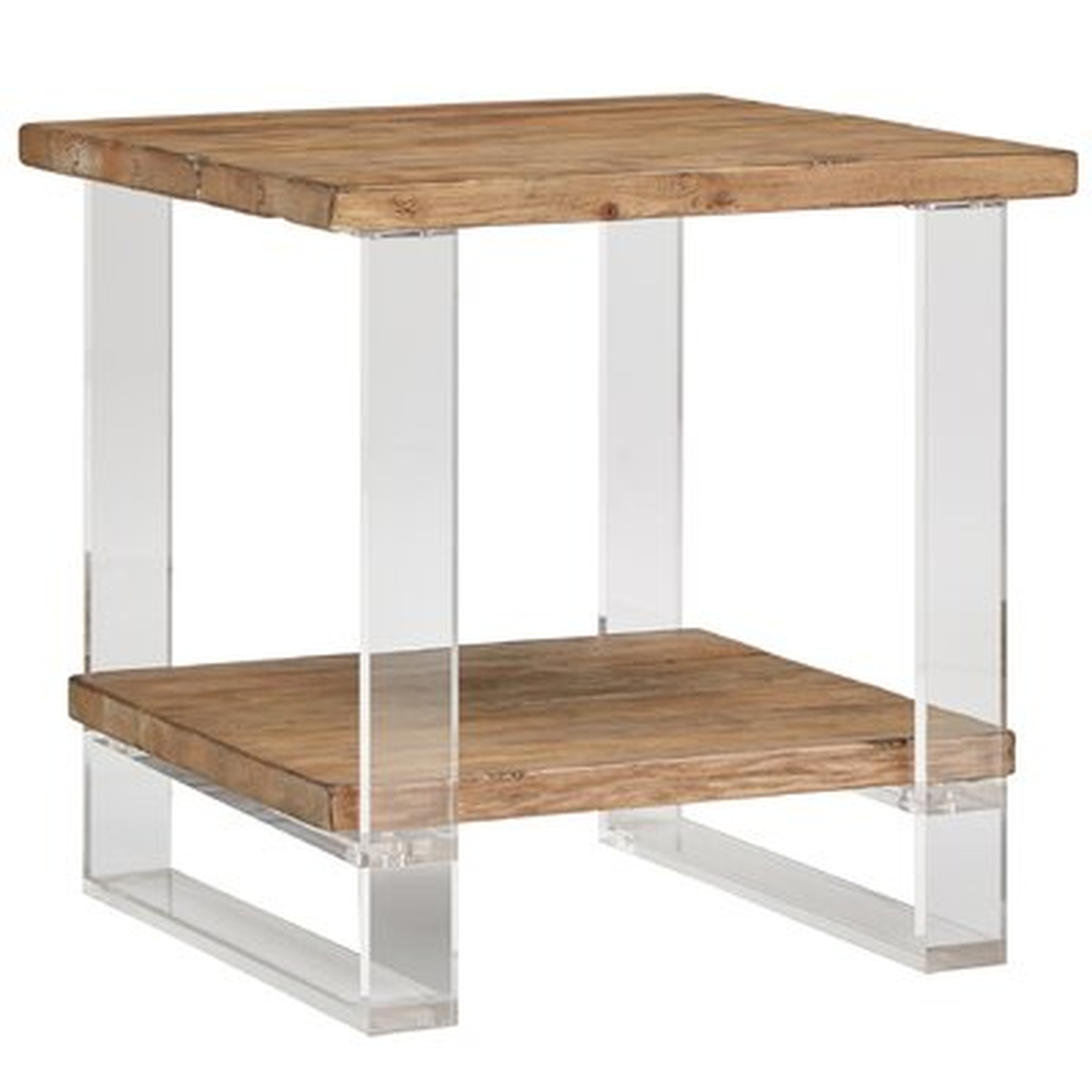 Leamon Reclaimed Wood and Acrylic End Table - Wayfair