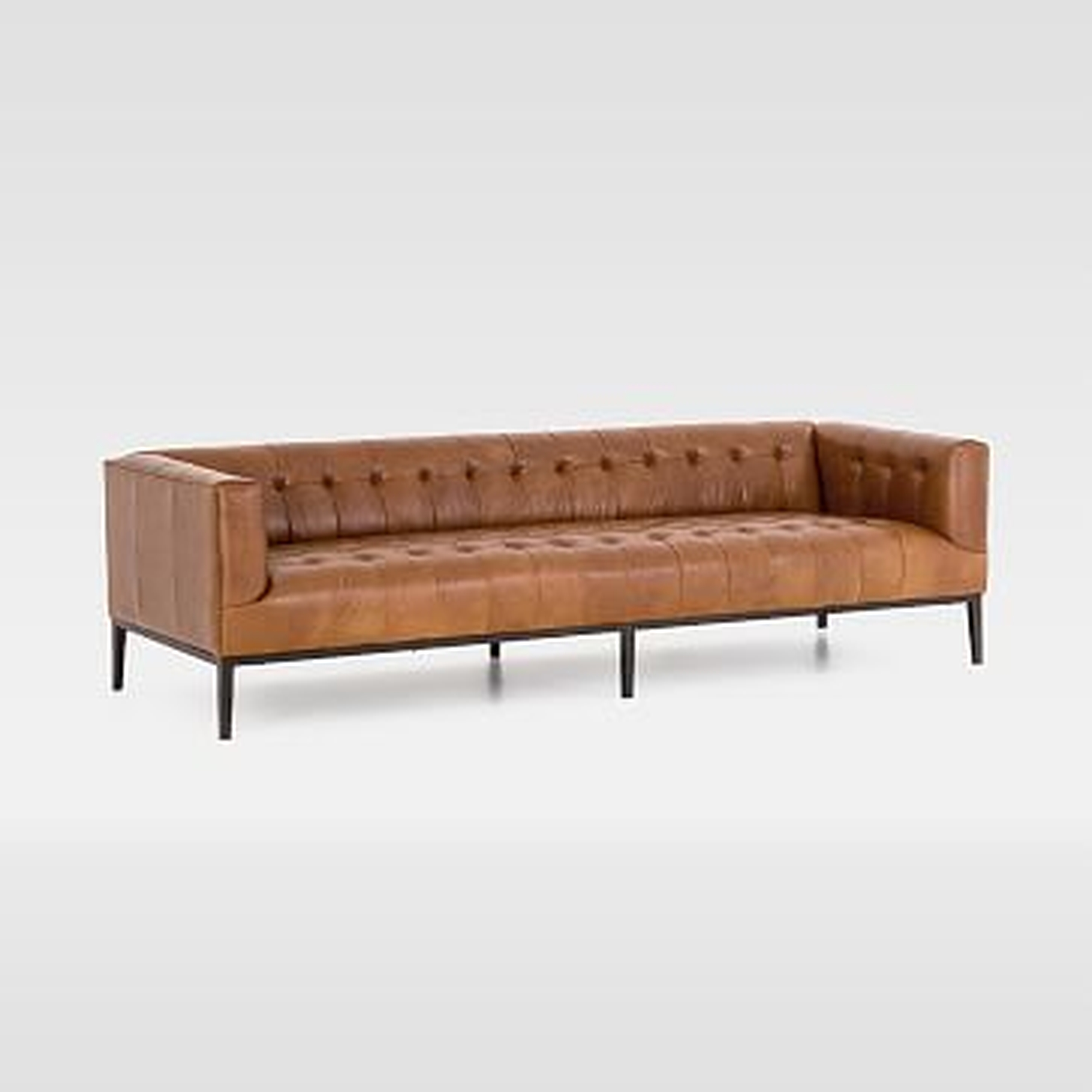 Iron Base Leather Sofa, 96" - West Elm