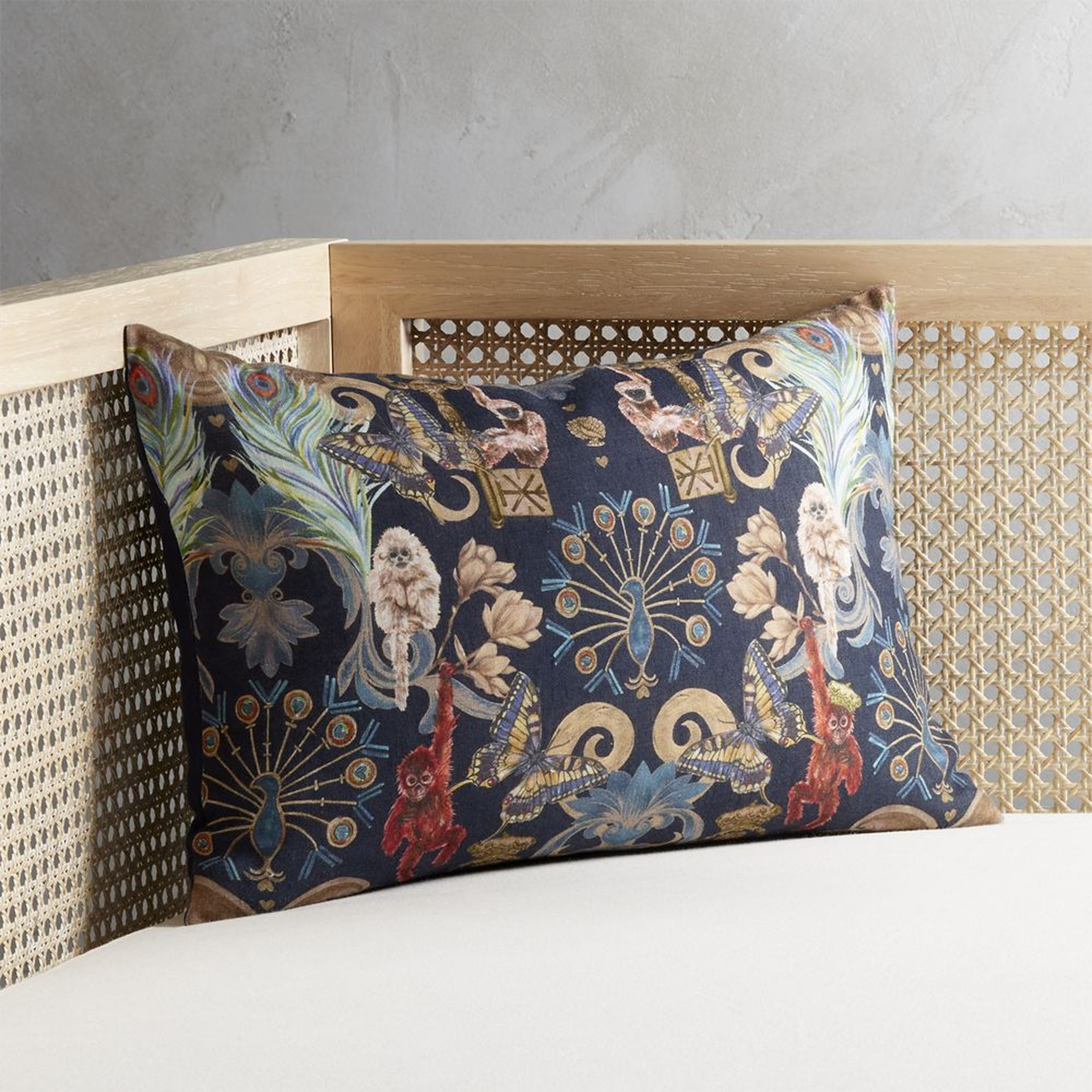 "18""x12"" Regal Monkeys Pillow with Feather-Down Insert" - CB2