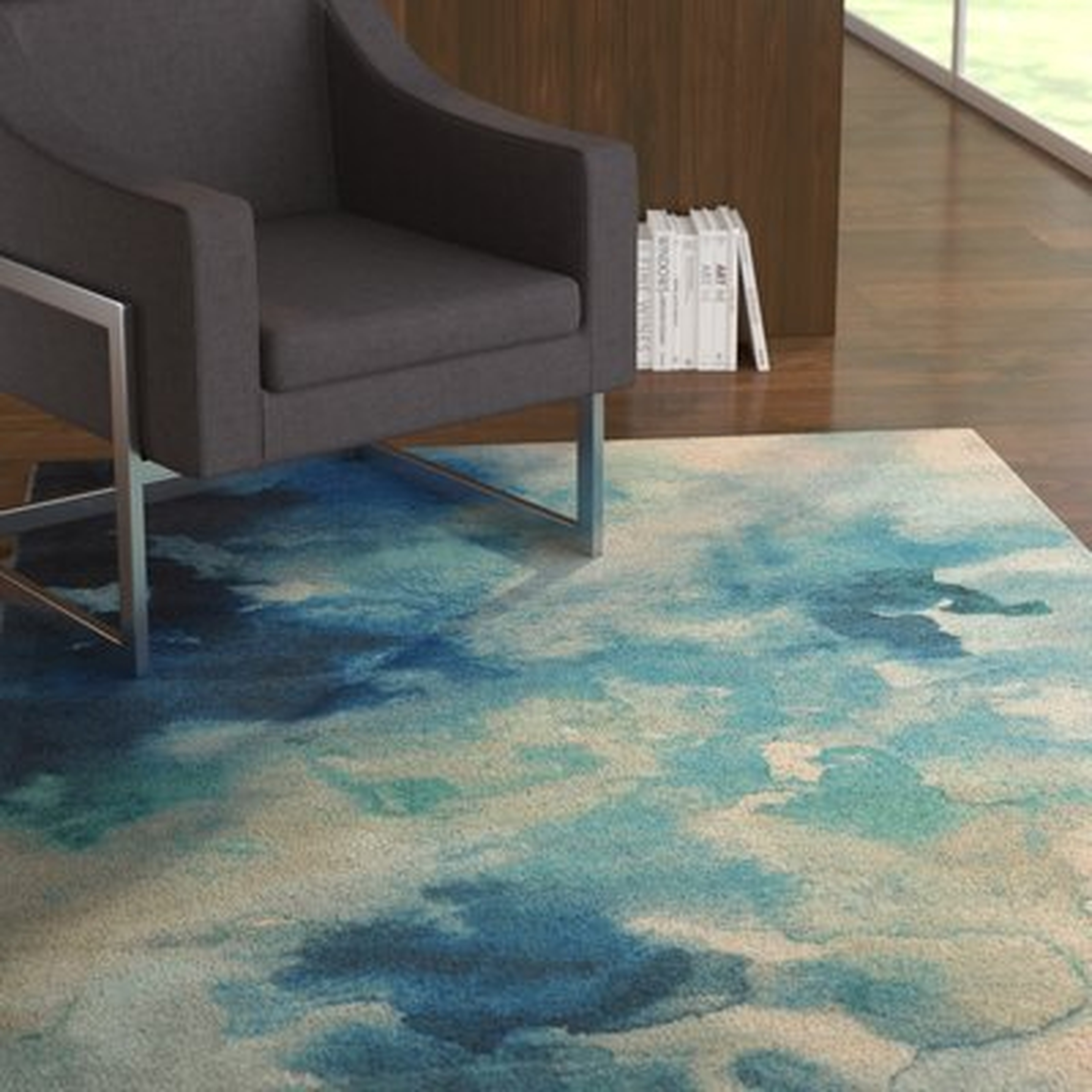 Mariam Luminous Watercolor Blue Area Rug - Wayfair