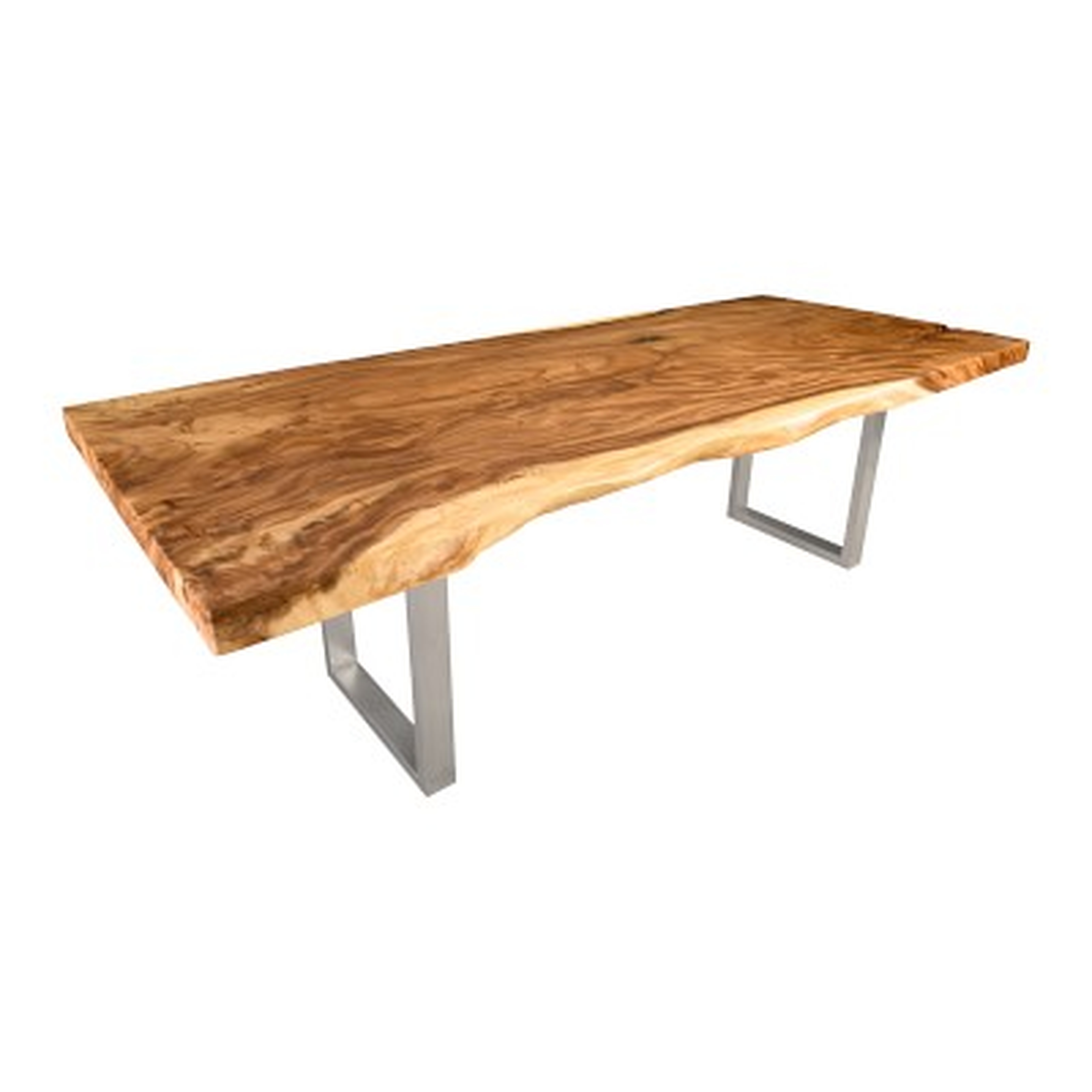 Wilton Live Edge Dining Table, 108", Wood, Natural, Stainless Steel - Williams Sonoma