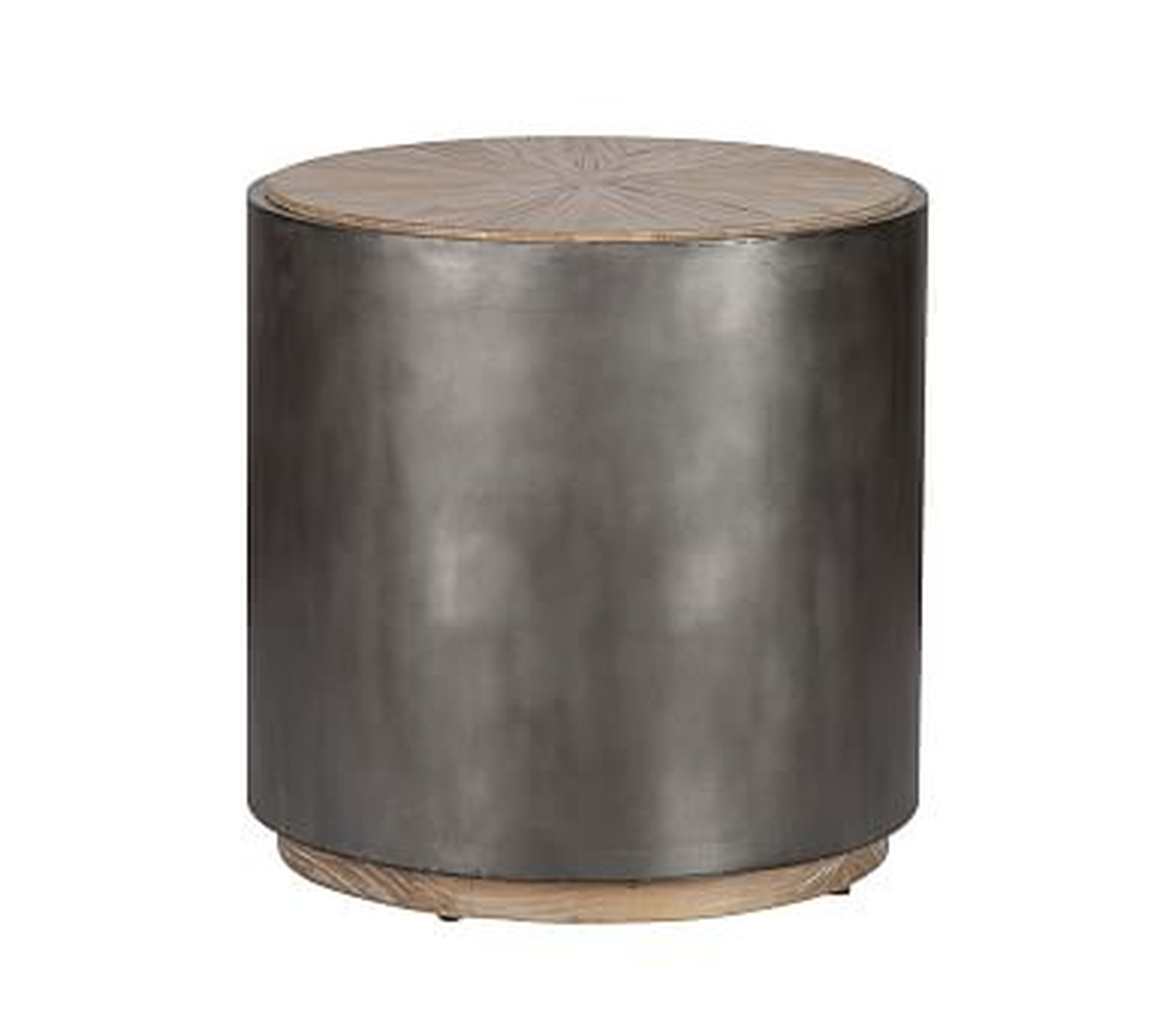 Brockton Metal Wrapped Reclaimed Wood End Table, Antiqued Black - Pottery Barn