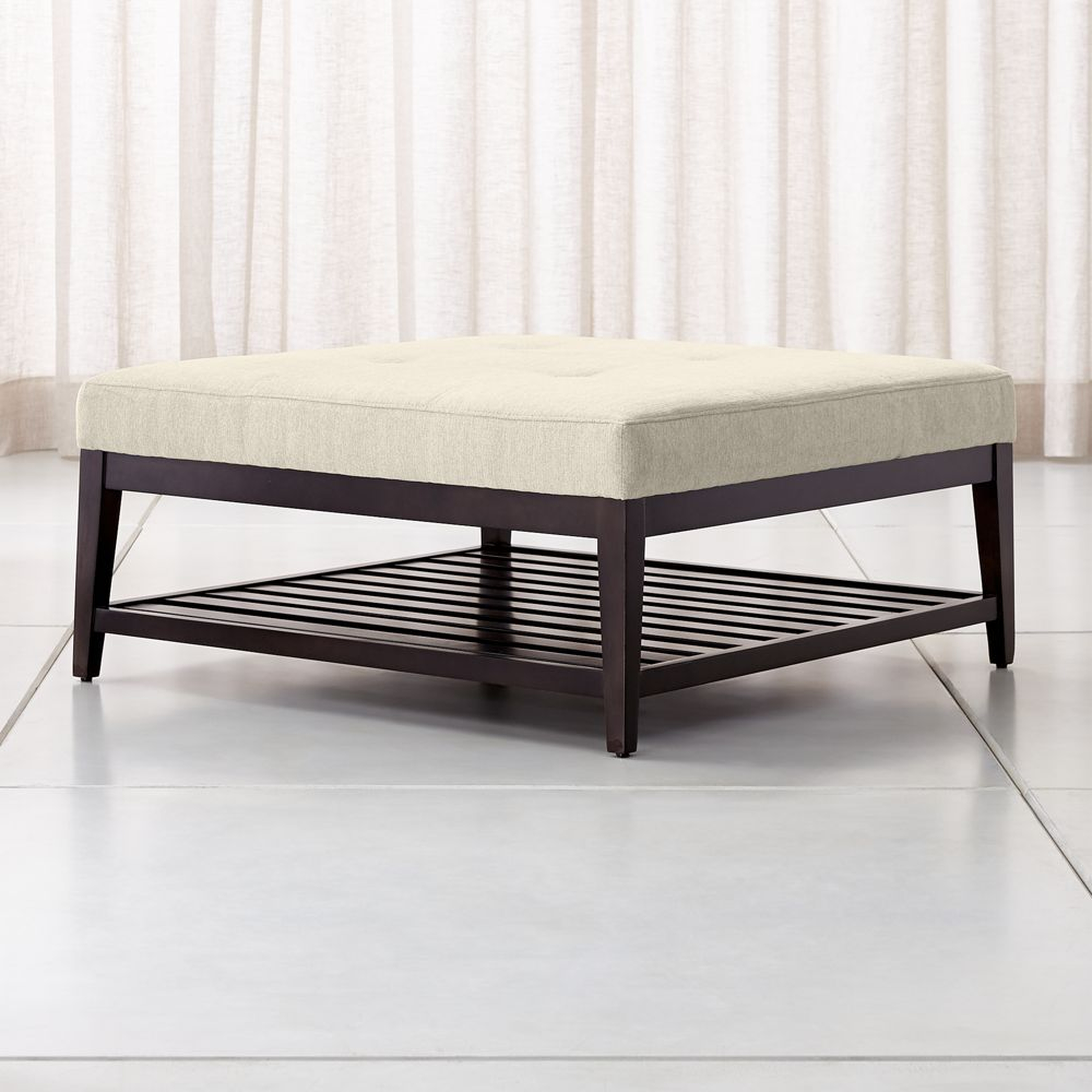 Nash Square Tufted Ottoman with Slats - Crate and Barrel
