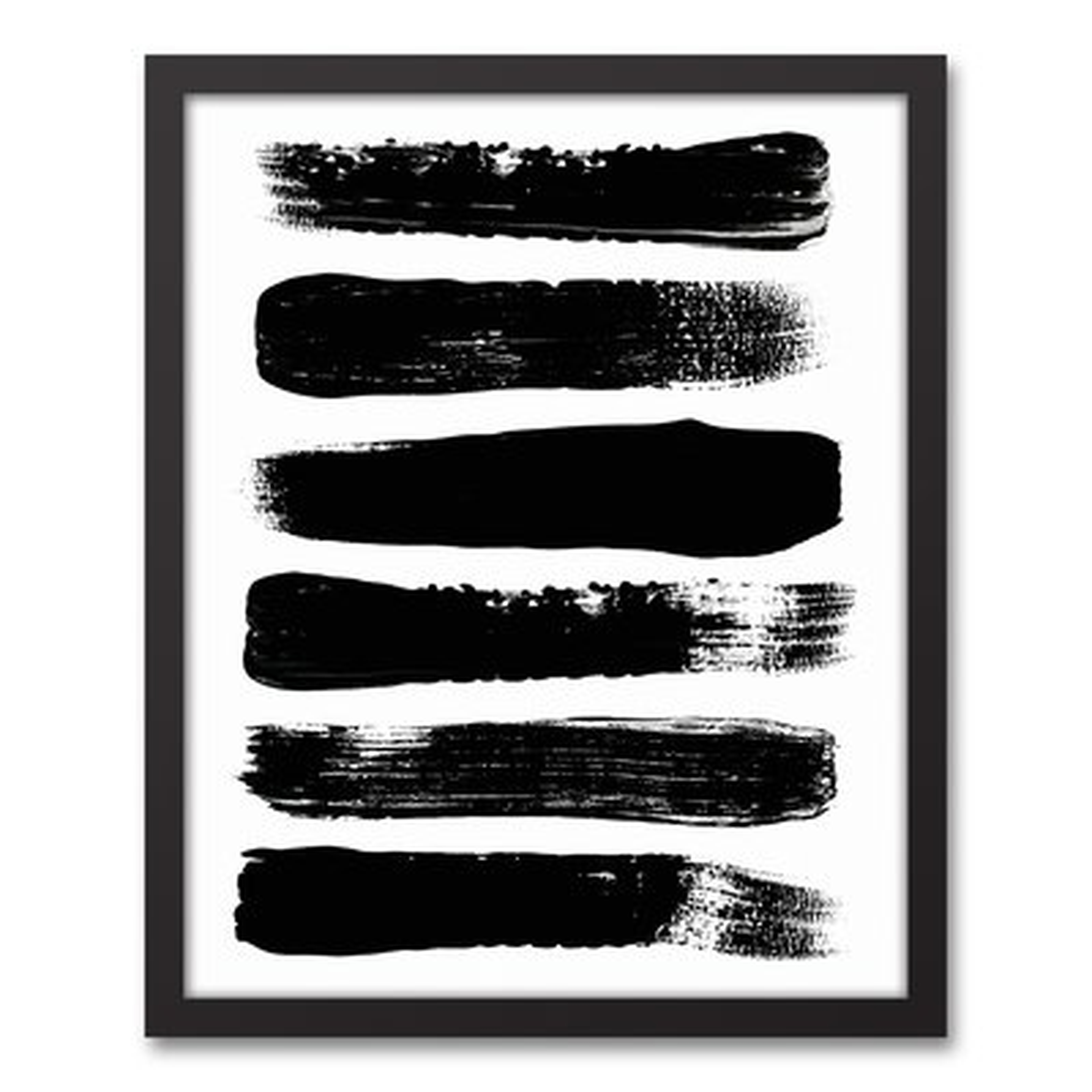 'Paint Strokes Black and White Abstract' Framed Graphic Art Print on Canvas - Wayfair