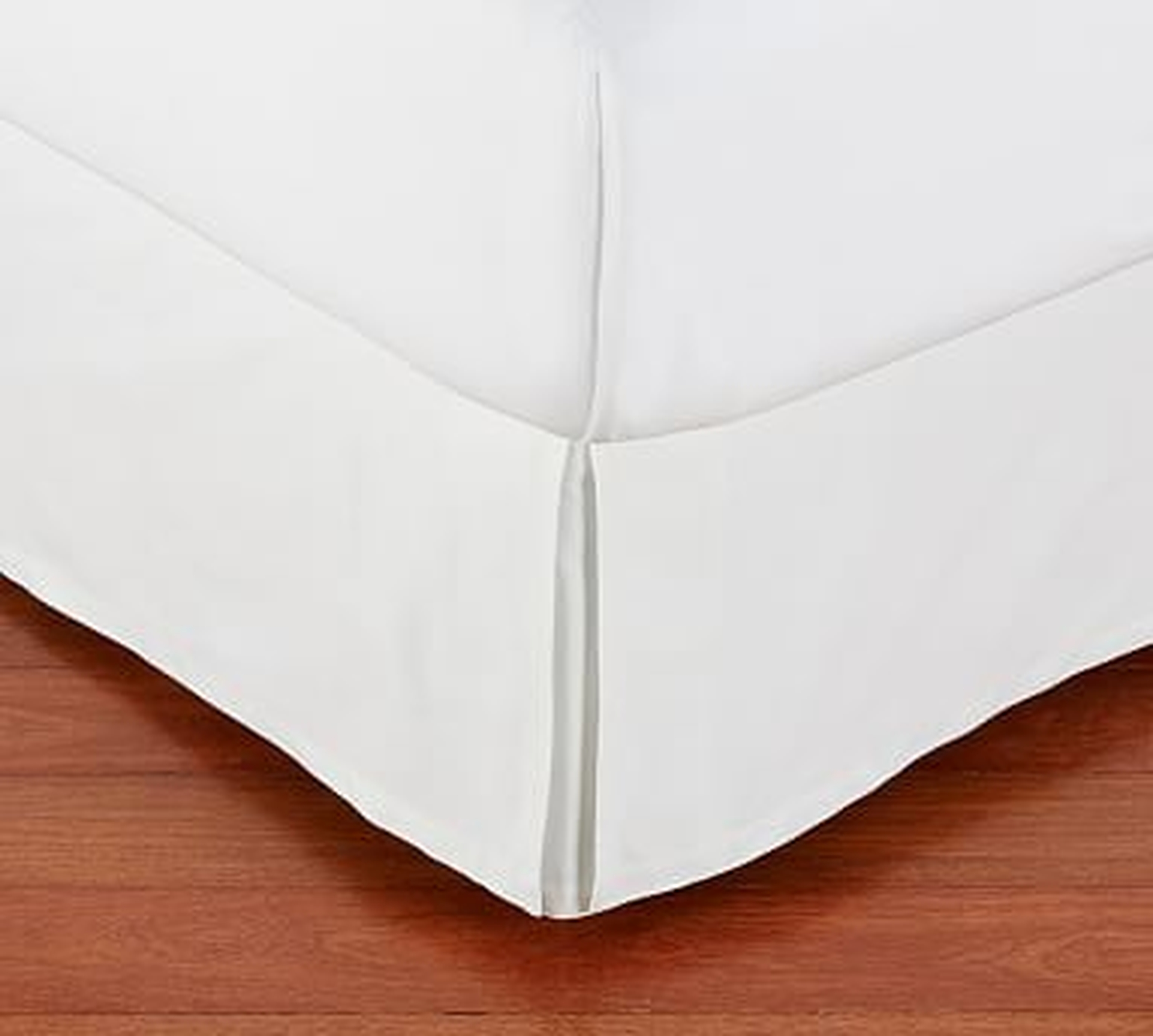 PB Basic Pleated Bed Skirt, 14" Drop, Queen, Organic Cotton Twill White - Pottery Barn