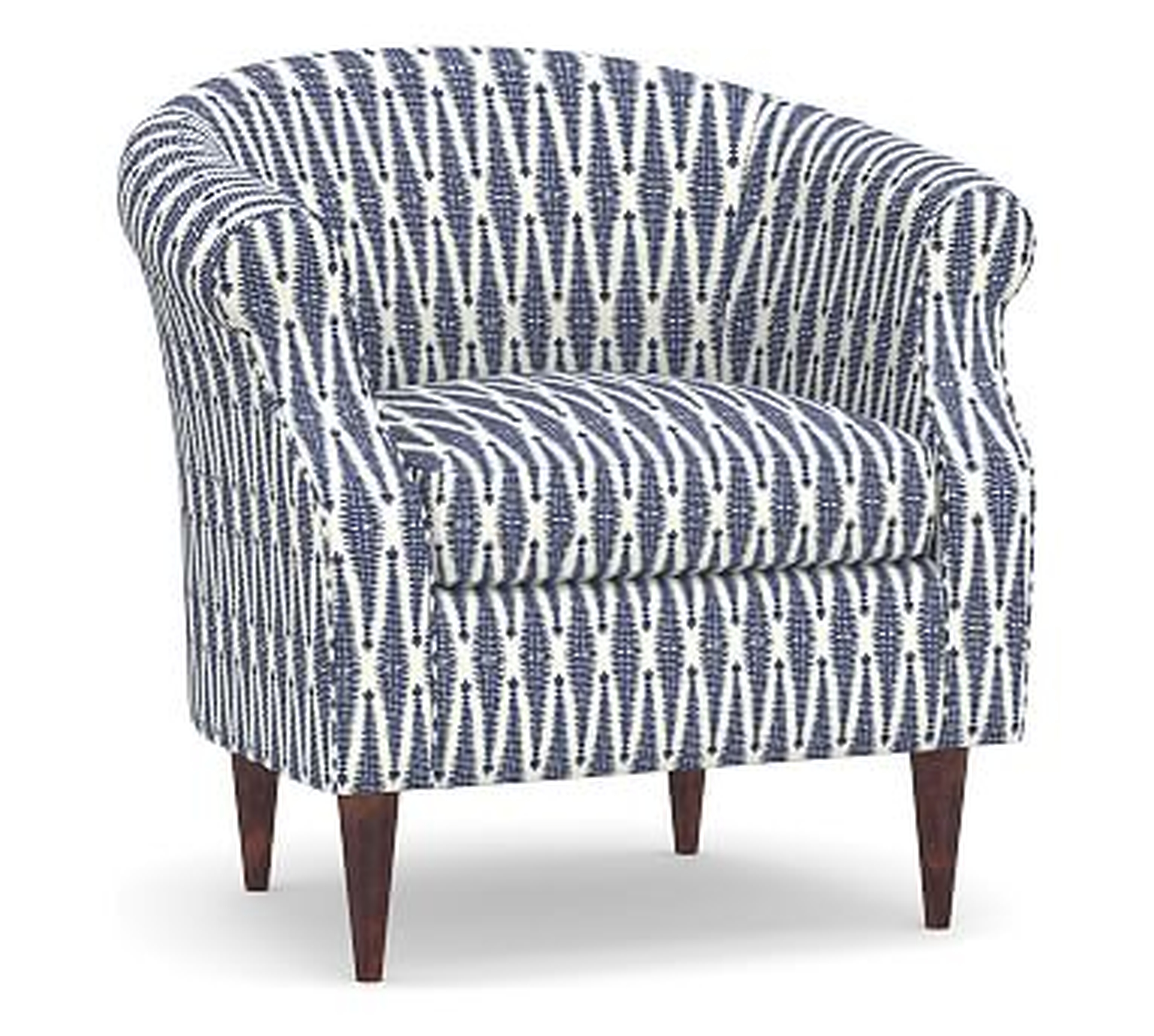 SoMa Lyndon Upholstered Armchair, Polyester Wrapped Cushions, Shalimar Jacquard Blue - Pottery Barn