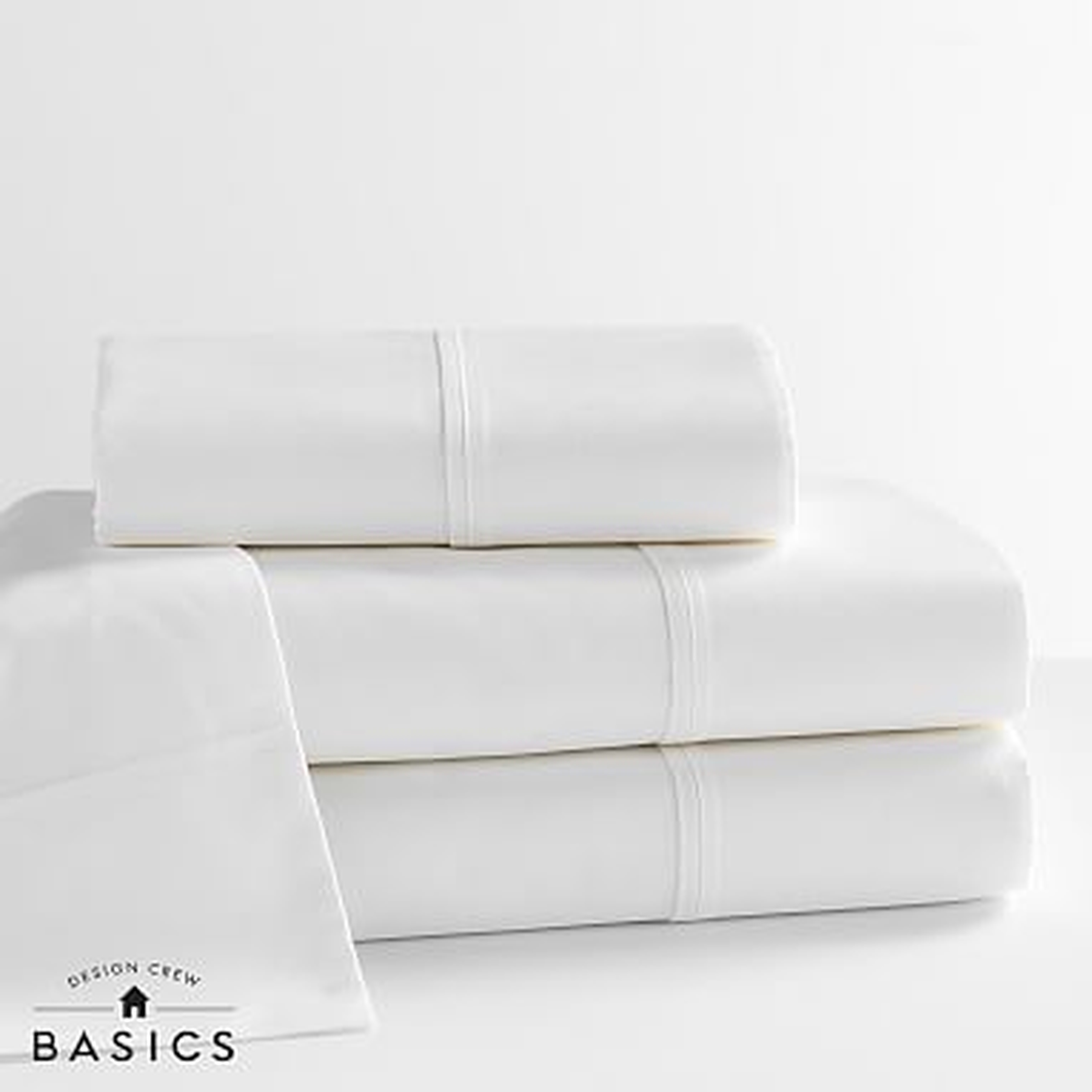 Design Crew Basics 200TC Organic Sheet Set, Queen, White - Pottery Barn Teen
