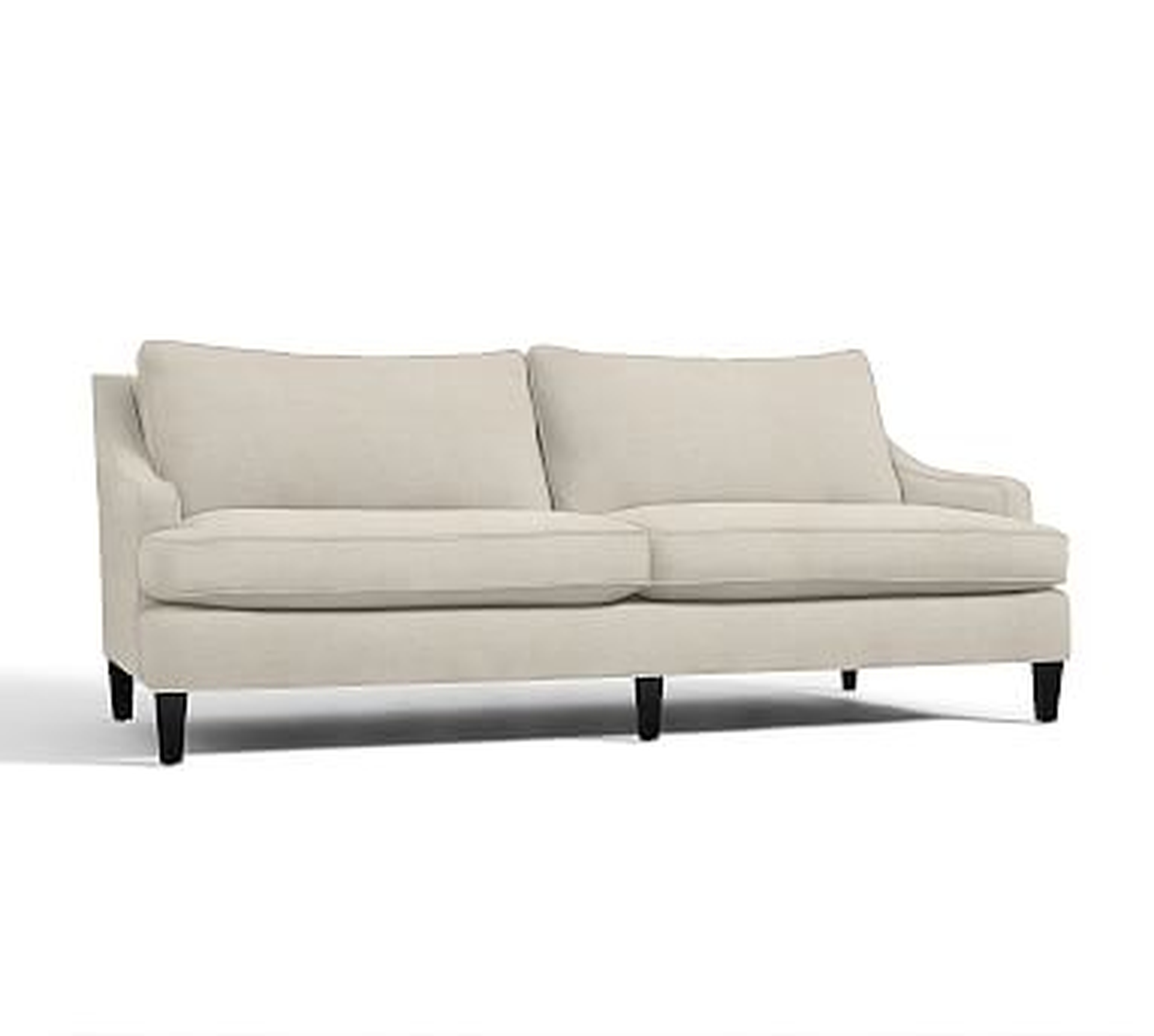 Landon Upholstered Grand Sofa 96.5", Down Blend Wrapped Cushions, Textured Basketweave Flax - Pottery Barn