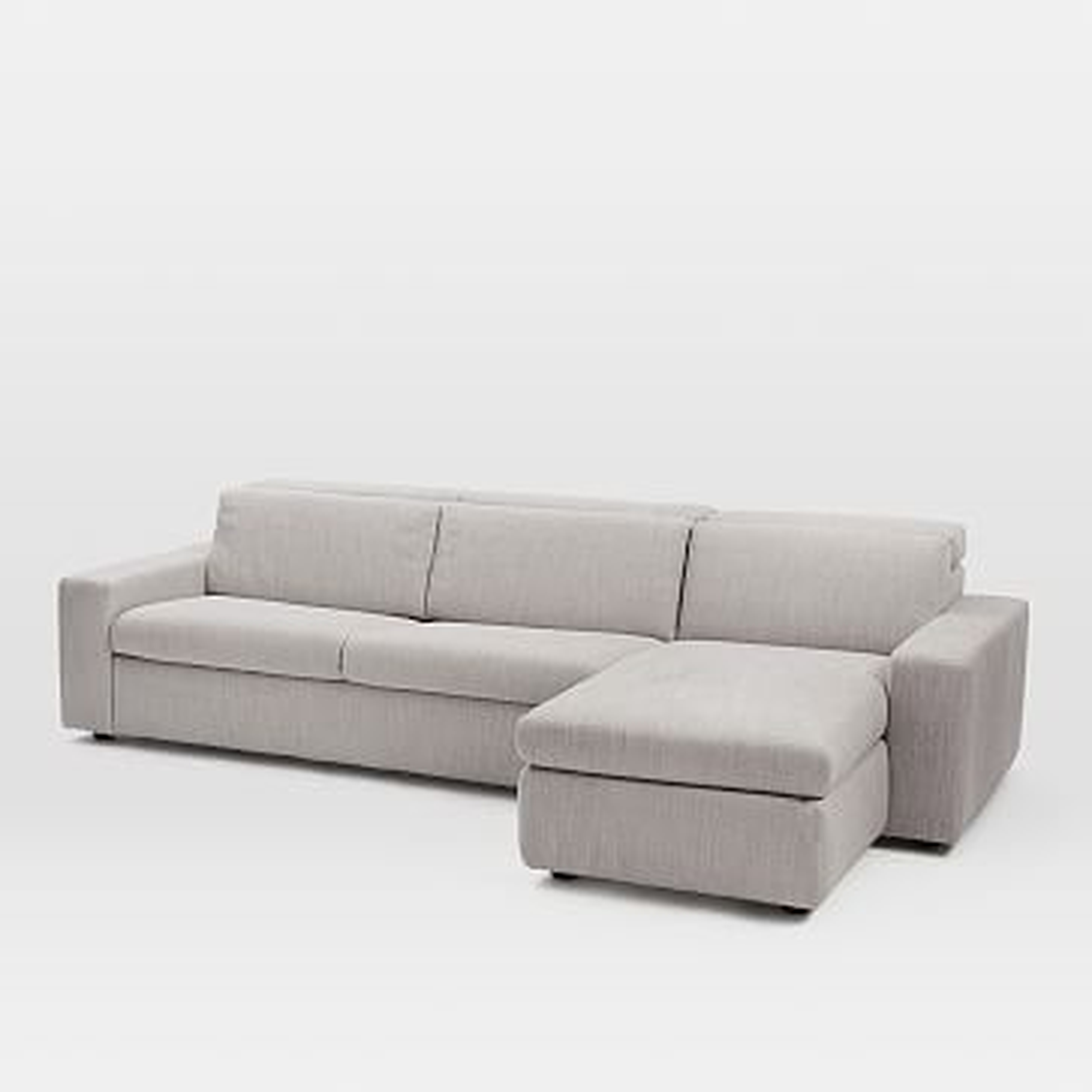 Enzo Sleep + Store 3-Seater Sectional Set 13, Left Arm Sleeper, Right Arm Store Chaise, Basket Slub, Feather Gray - West Elm