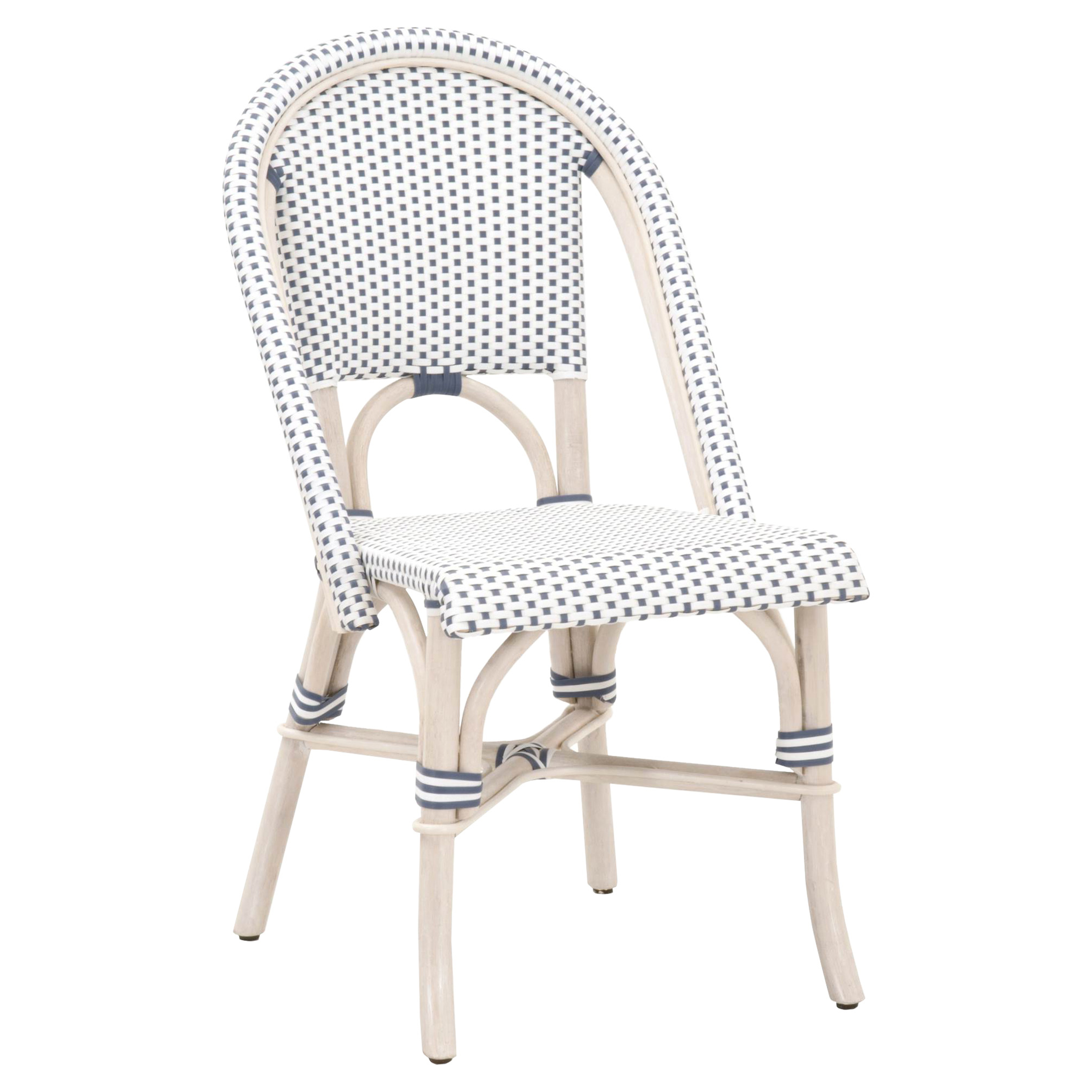 Peter Global Bazaar Woven White Wash Rattan Outdoor Dining Side Chair - Set of 2 - Kathy Kuo Home